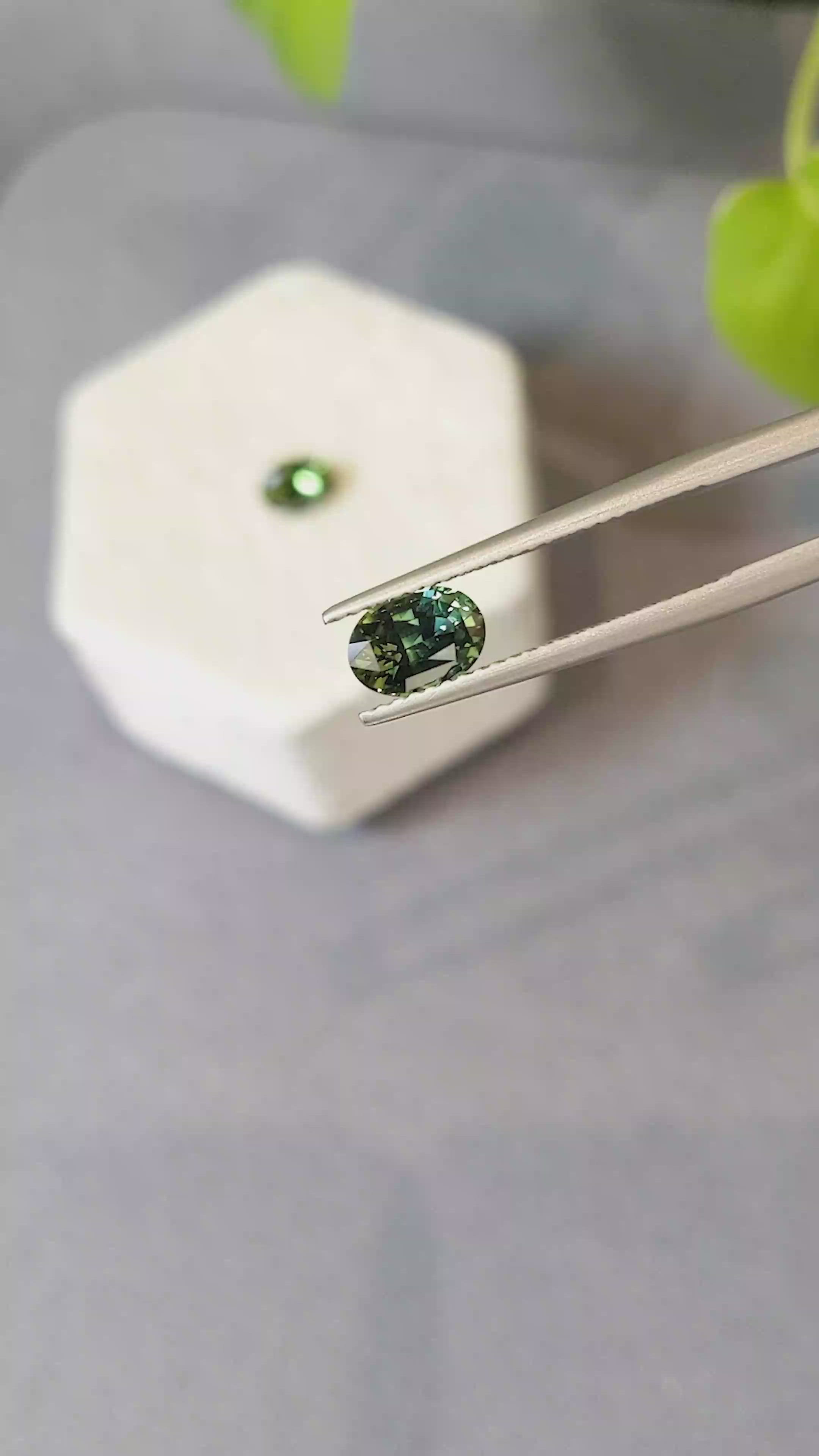 2.20&nbsp;Ct.Tw.Total Carat Weight Yellowish Green Sapphire Pair from Madagascar Size Video