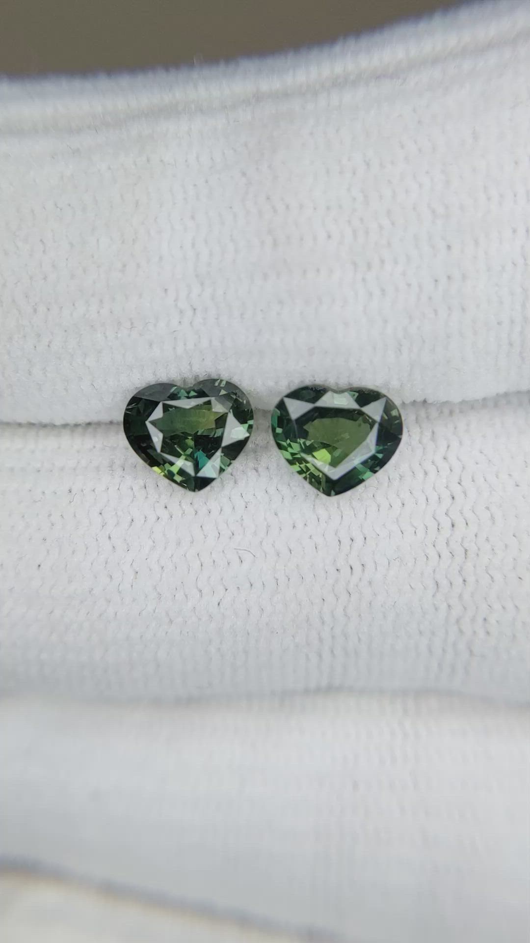 2.06 Ct.Tw.Total Carat Weight Bluish Green Sapphire Pair from Madagascar Size Video