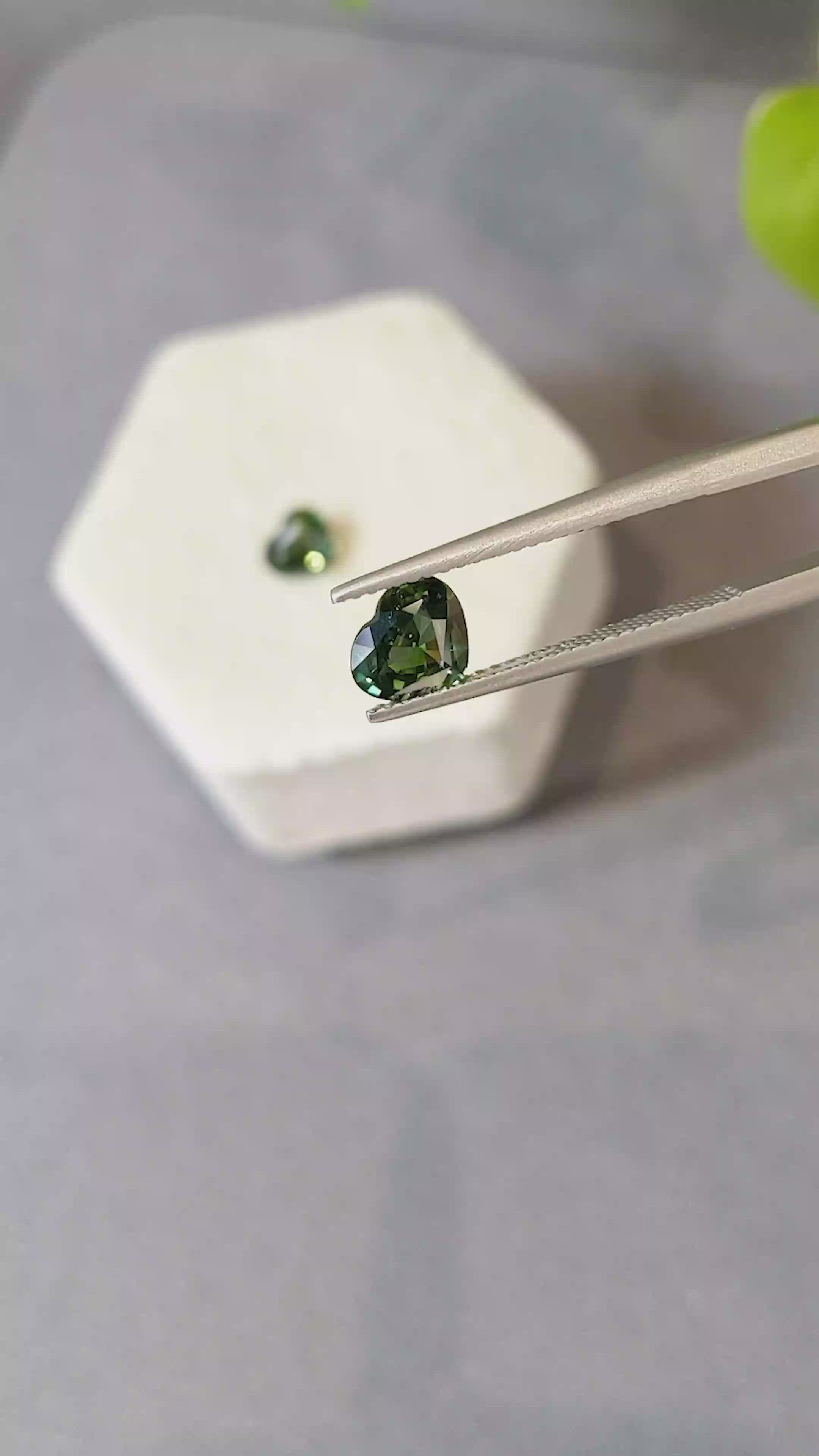 2.06 Ct.Tw.Total Carat Weight Bluish Green Sapphire Pair from Madagascar Size Video