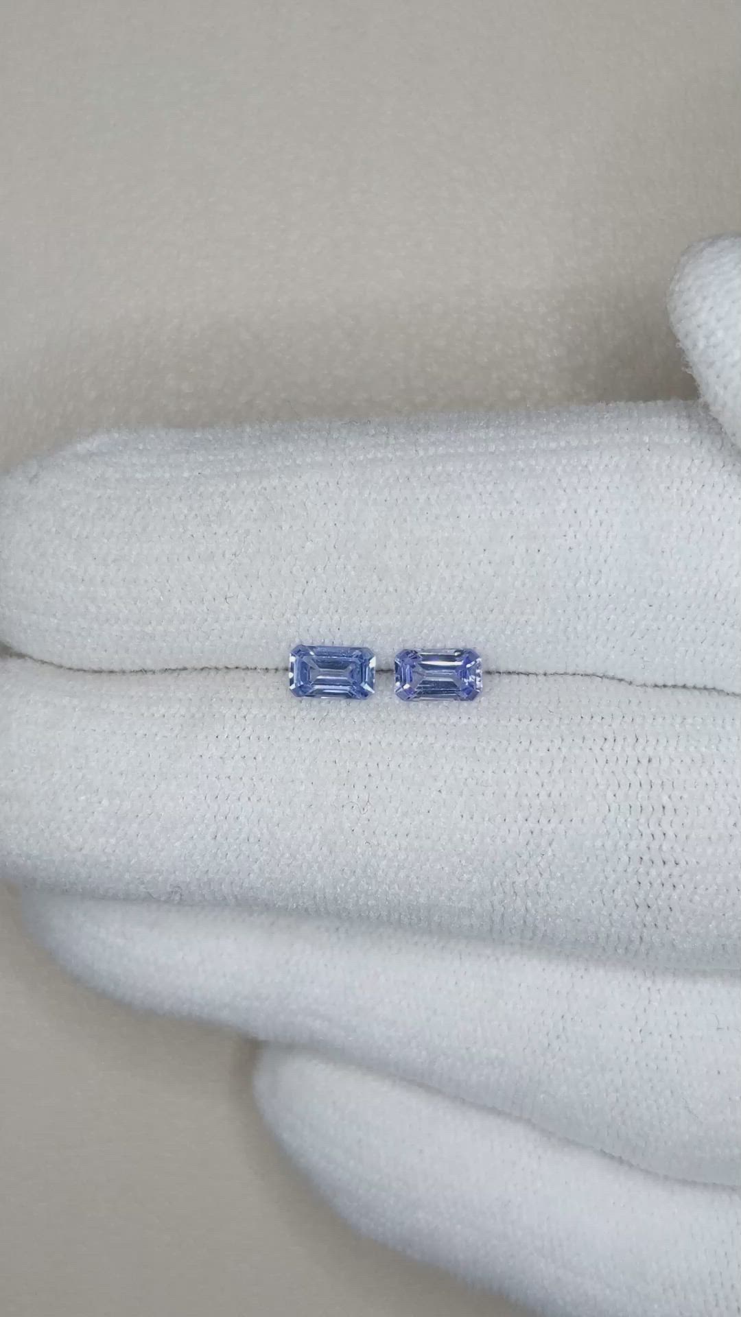 0.69&nbsp;Ct.Tw.Total Carat Weight Blue Sapphire Pair from Ceylon (Sri Lanka) Size Video