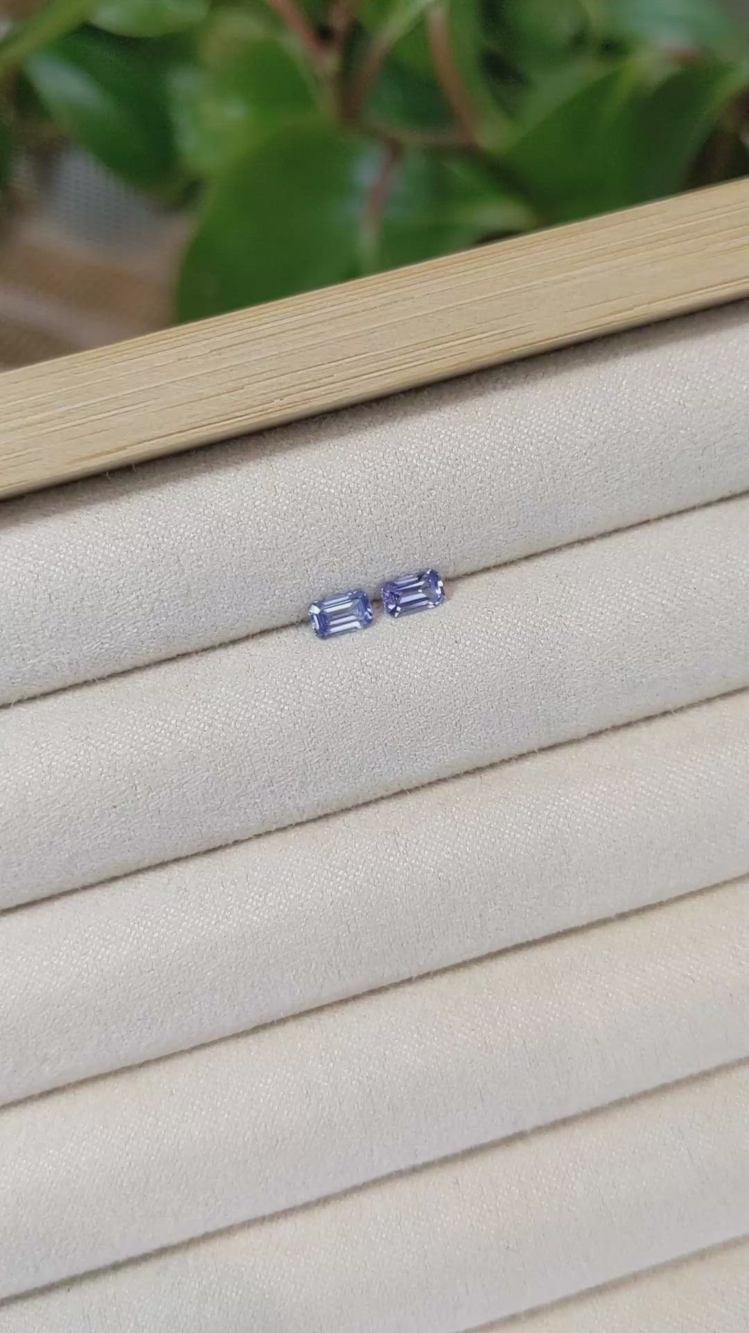 0.69&nbsp;Ct.Tw.Total Carat Weight Blue Sapphire Pair from Ceylon (Sri Lanka) Size Video