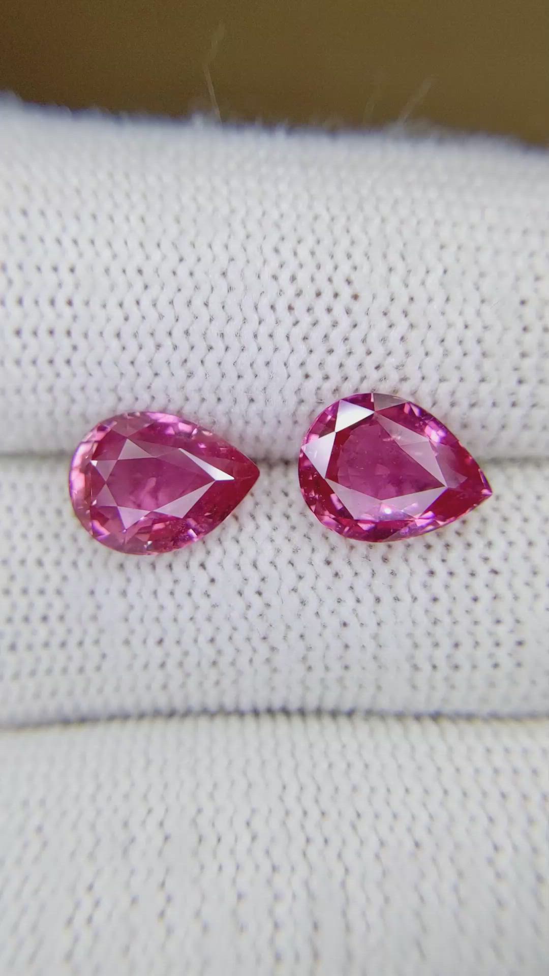 6.06 Ct.Tw.Total Carat Weight Pink Sapphire Pair from Madagascar Size Video