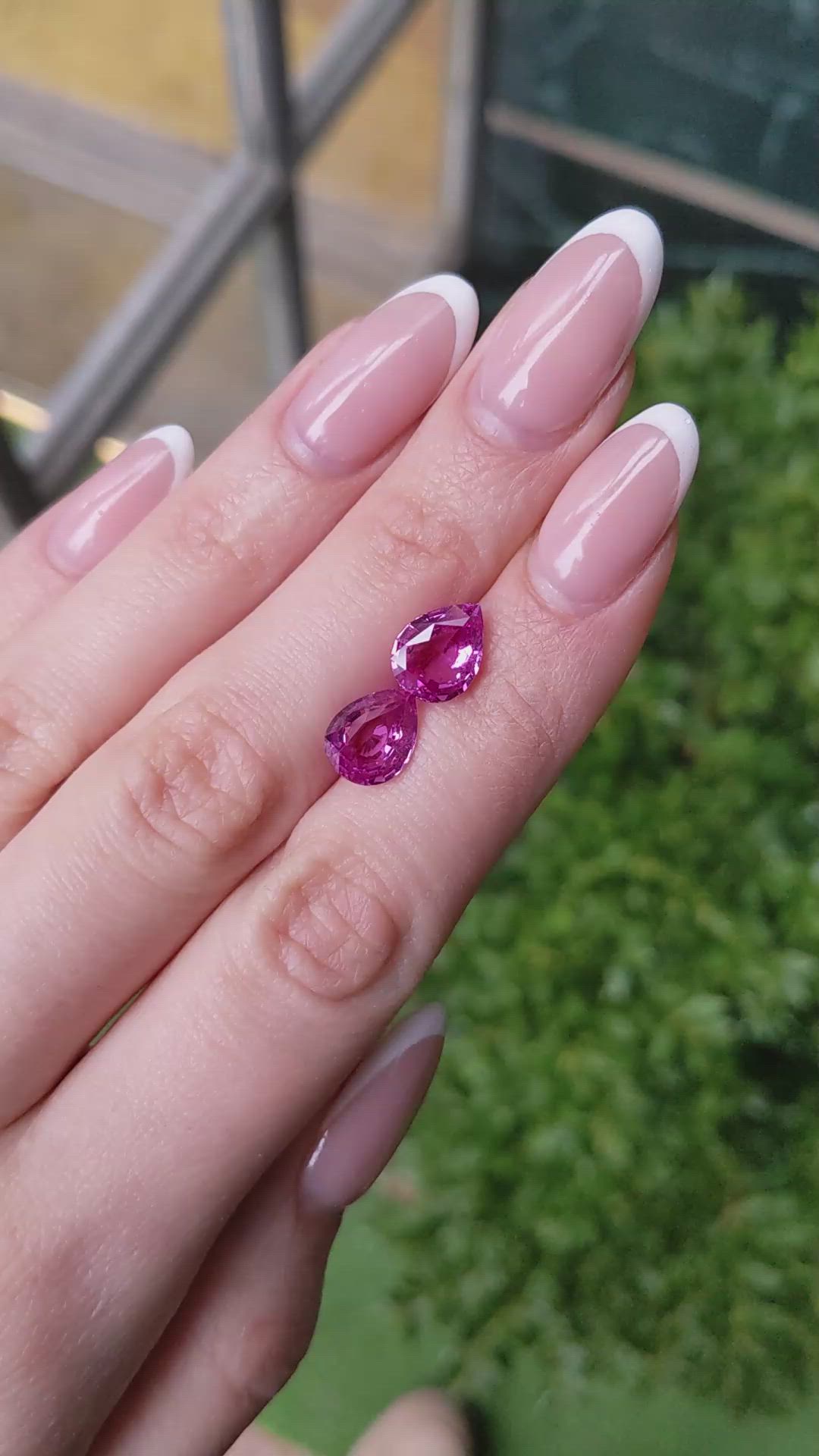 6.06 Ct.Tw.Total Carat Weight Pink Sapphire Pair from Madagascar Size Video