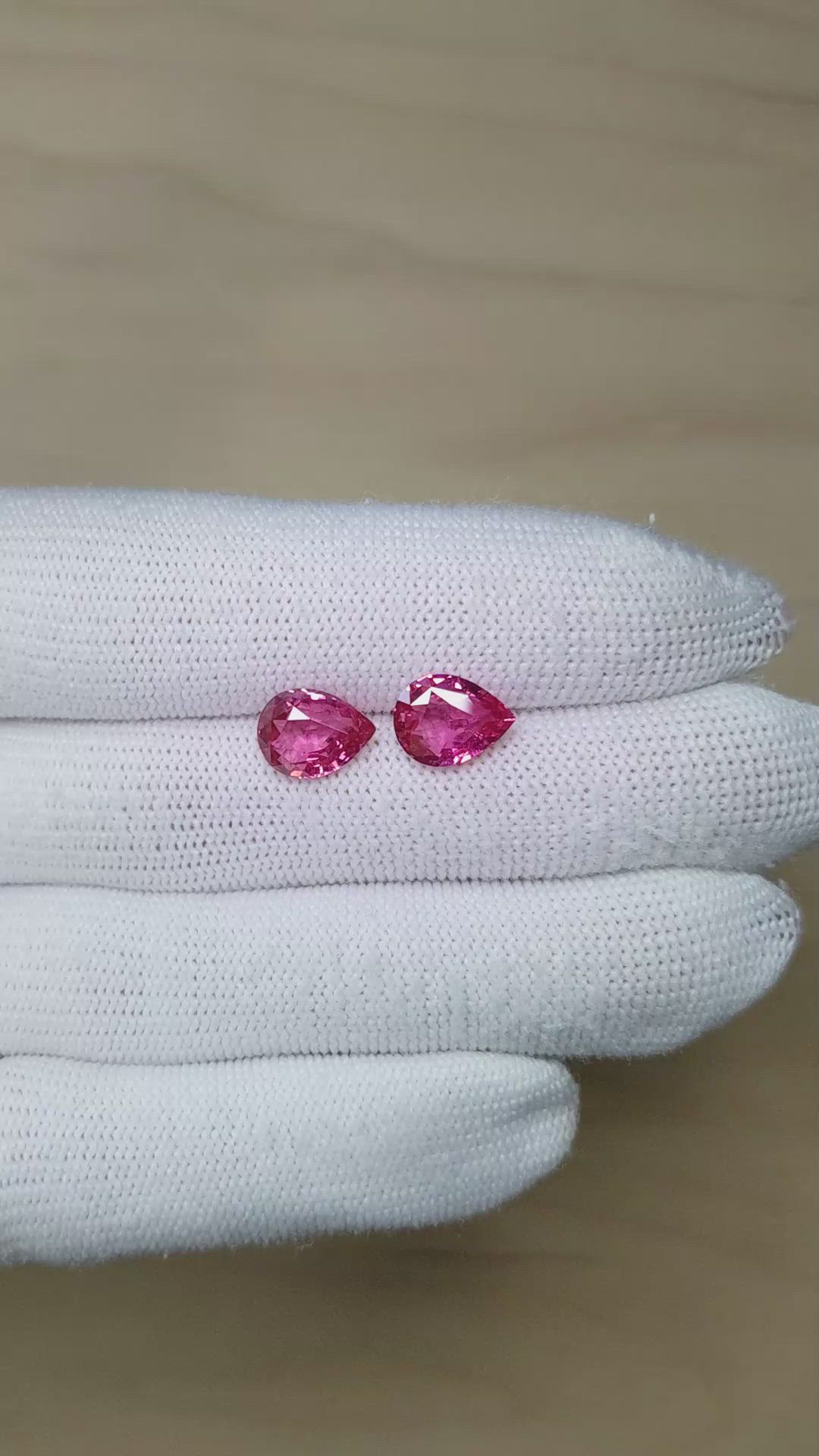 6.06 Ct.Tw.Total Carat Weight Pink Sapphire Pair from Madagascar Size Video