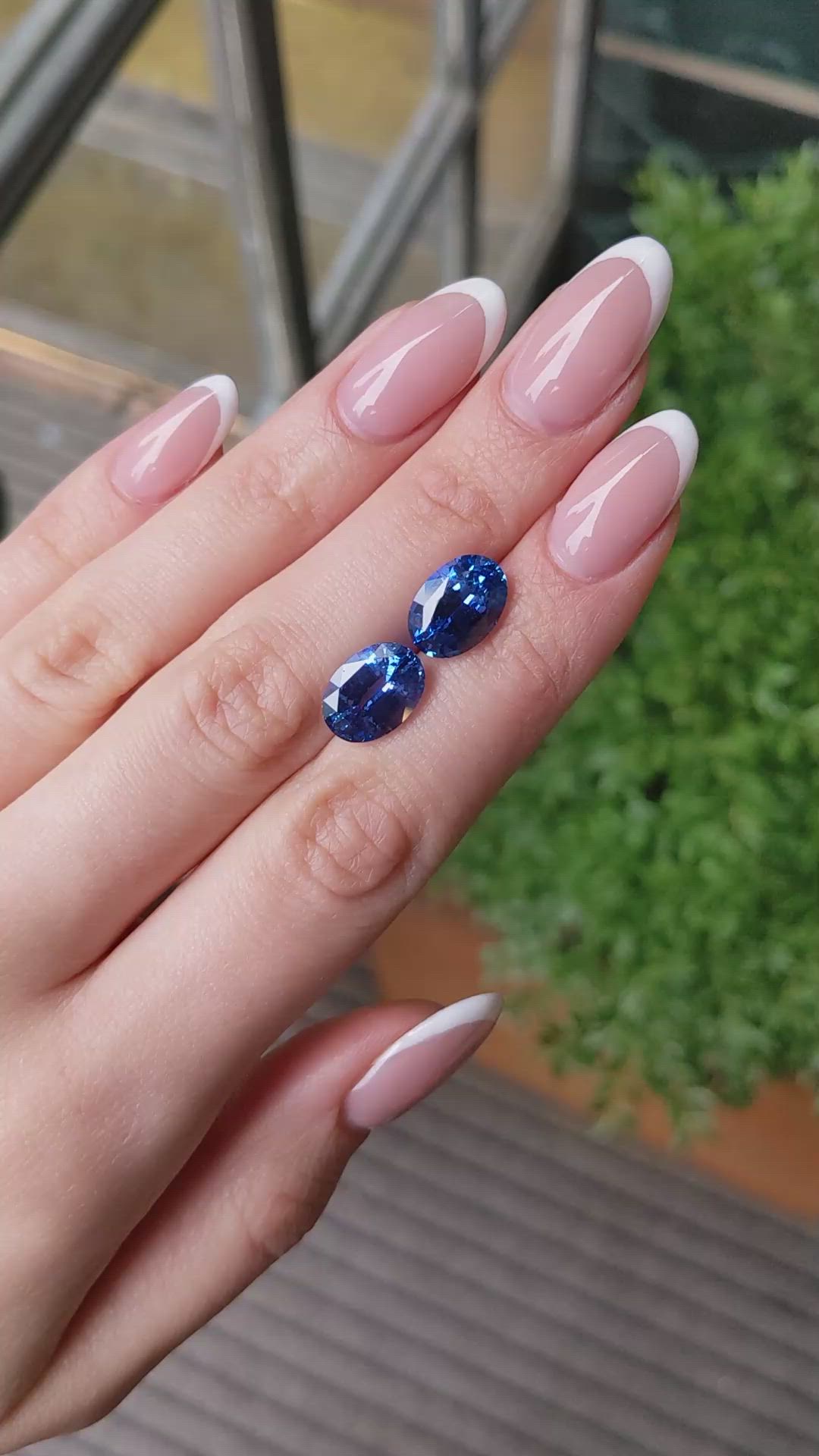 10.96 Ct.Tw.Total Carat Weight Blue Sapphire Pair from Ceylon (Sri Lanka) Size Video