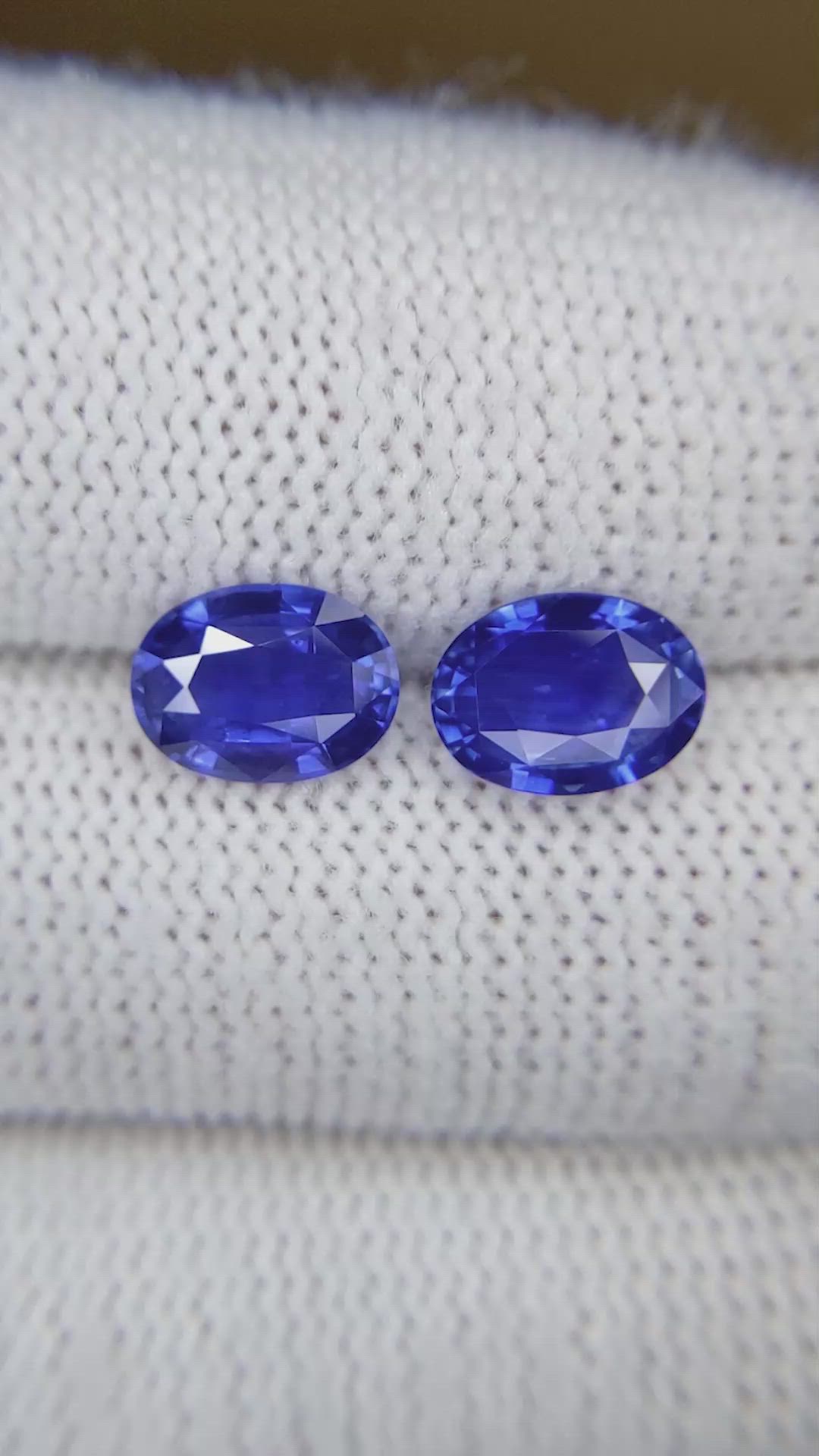 3.79 Ct.Tw.Total Carat Weight Blue Sapphire Pair from Ceylon (Sri Lanka) Size Video