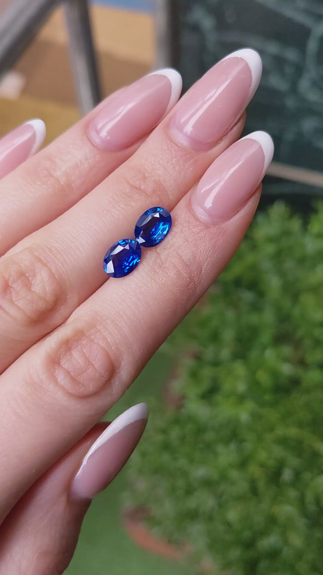 3.79 Ct.Tw.Total Carat Weight Blue Sapphire Pair from Ceylon (Sri Lanka) Size Video