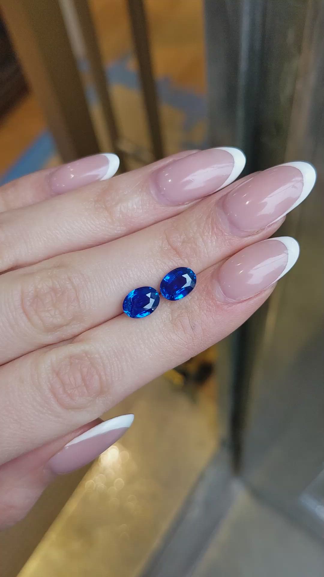 3.79 Ct.Tw.Total Carat Weight Blue Sapphire Pair from Ceylon (Sri Lanka) Size Video