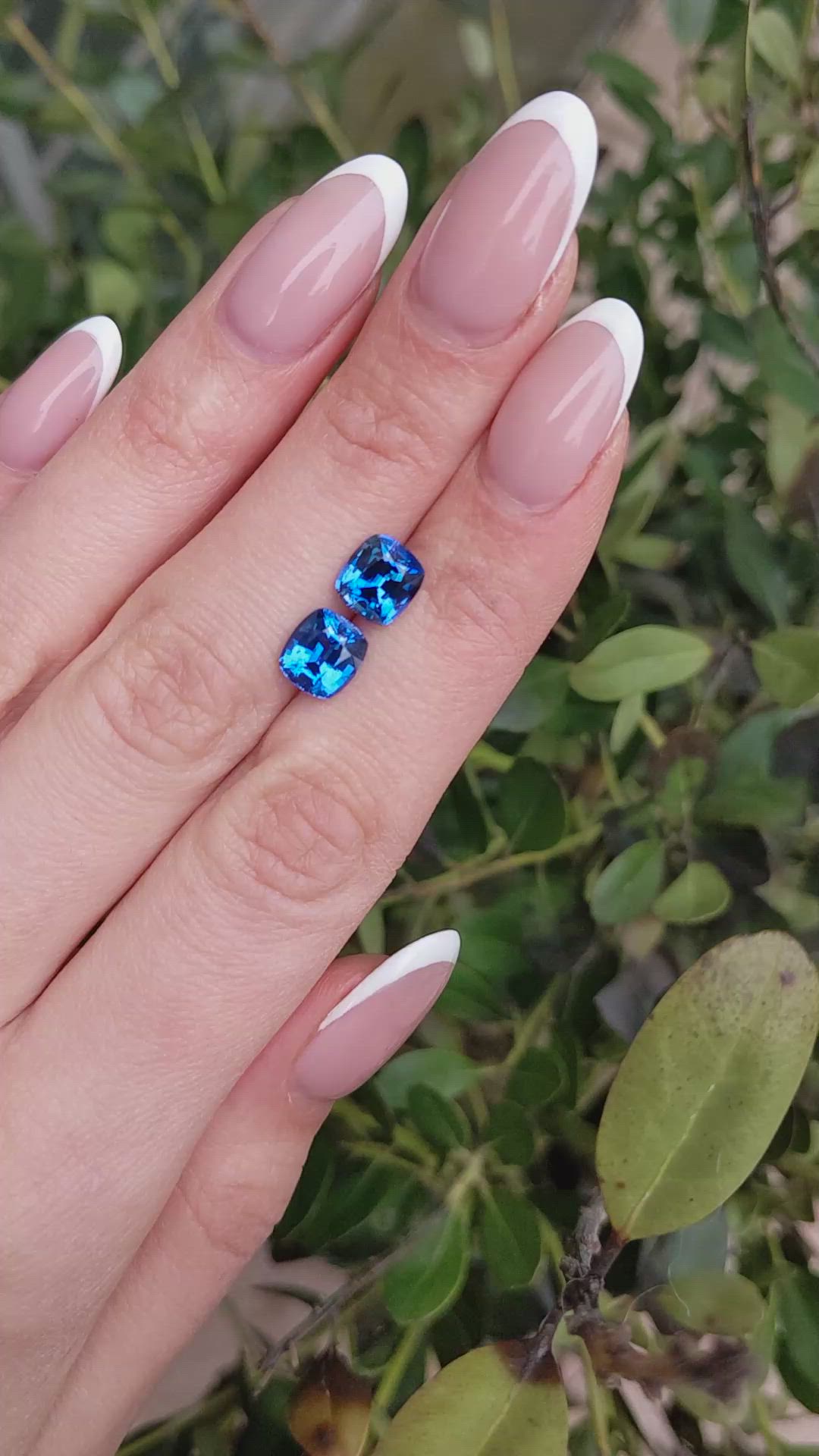 4.40 Ct.Tw.Total Carat Weight Blue Sapphire Pair from Ceylon (Sri Lanka) Size Video