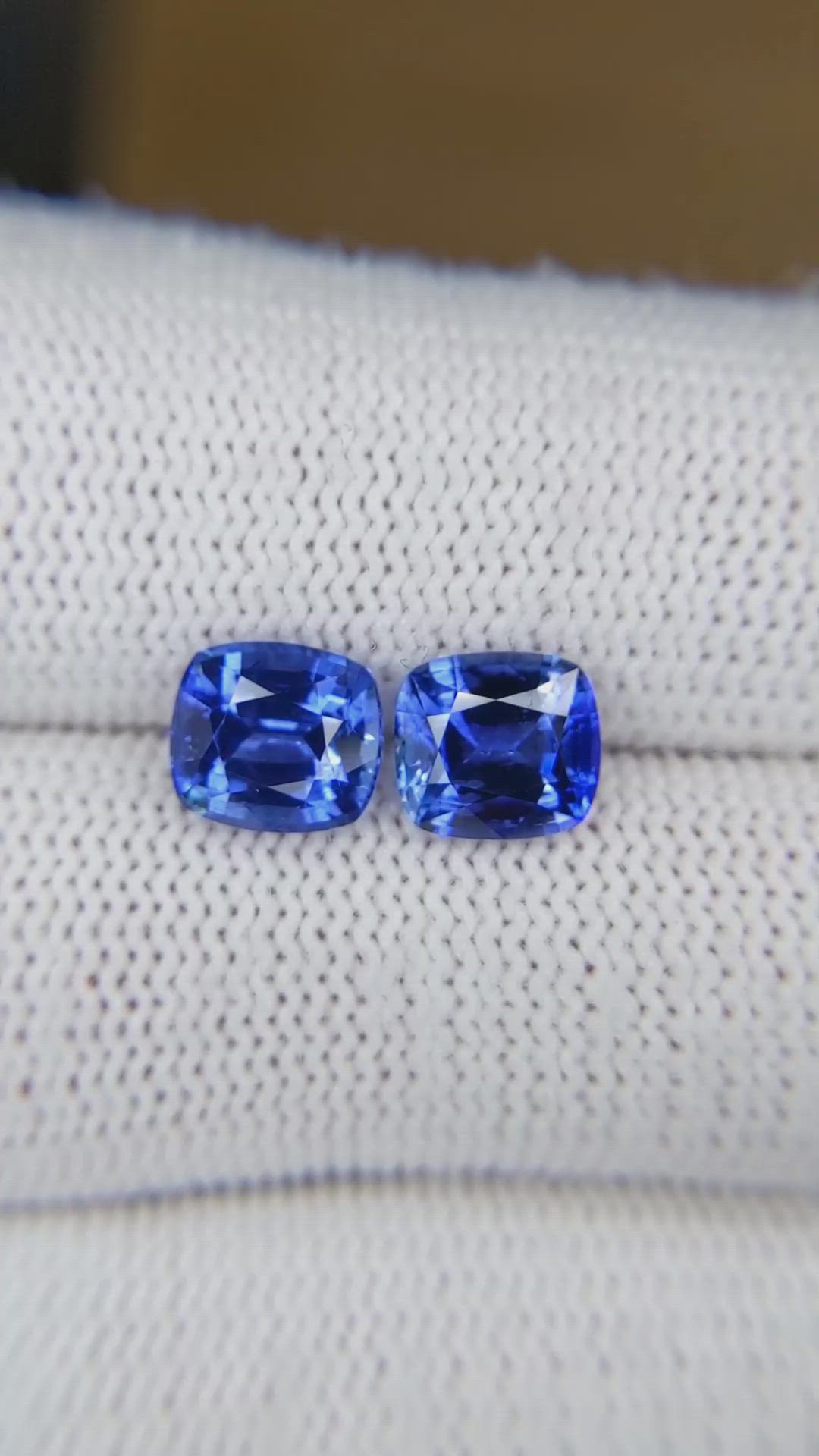 4.40 Ct.Tw.Total Carat Weight Blue Sapphire Pair from Ceylon (Sri Lanka) Size Video