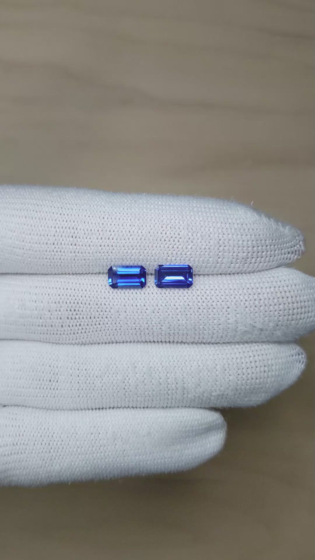 2.99 Ct.Tw.Total Carat Weight Blue Sapphire Pair from Ceylon (Sri Lanka) Size Video