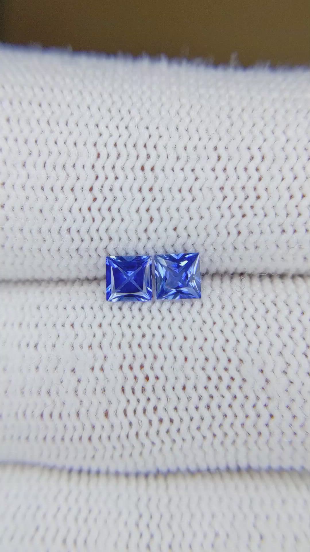0.67 Ct.Tw.Total Carat Weight Blue Sapphire Pair from Ceylon (Sri Lanka) Size Video