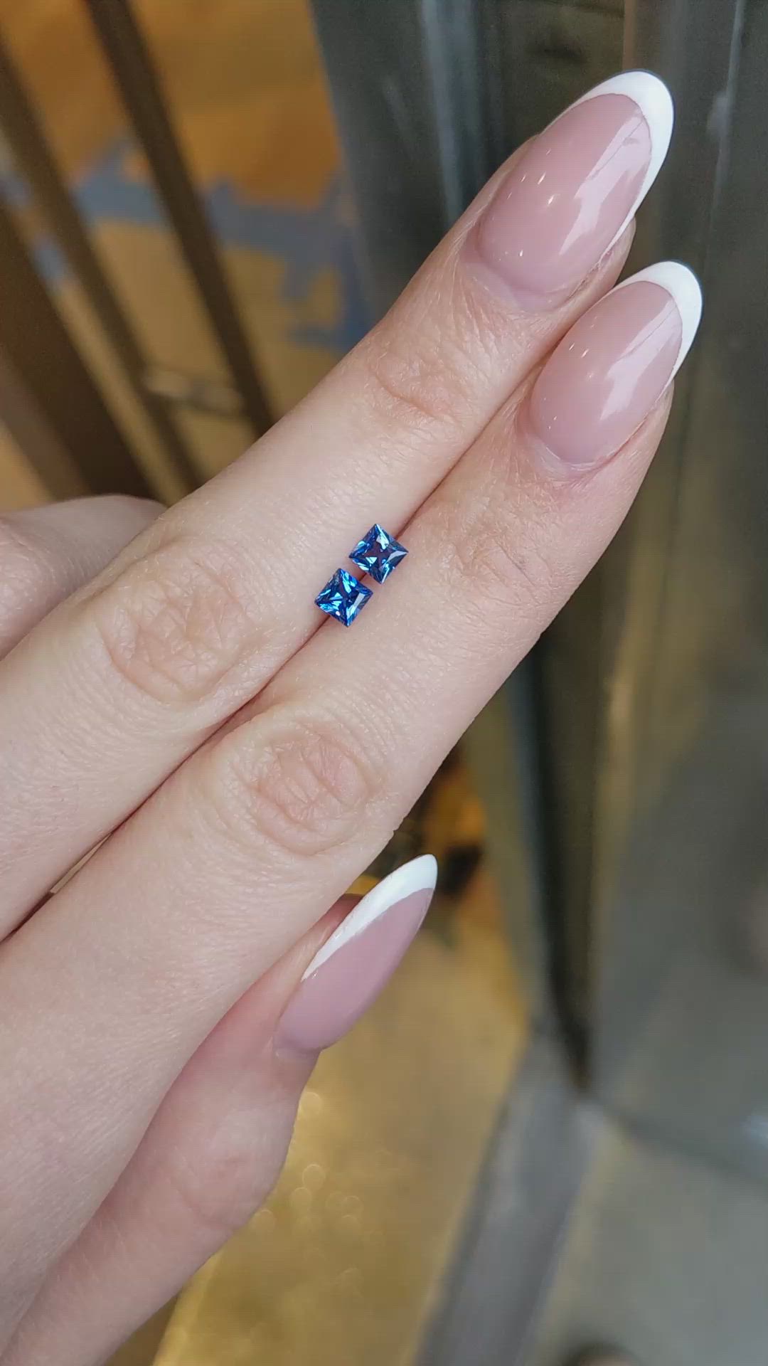 0.67 Ct.Tw.Total Carat Weight Blue Sapphire Pair from Ceylon (Sri Lanka) Size Video