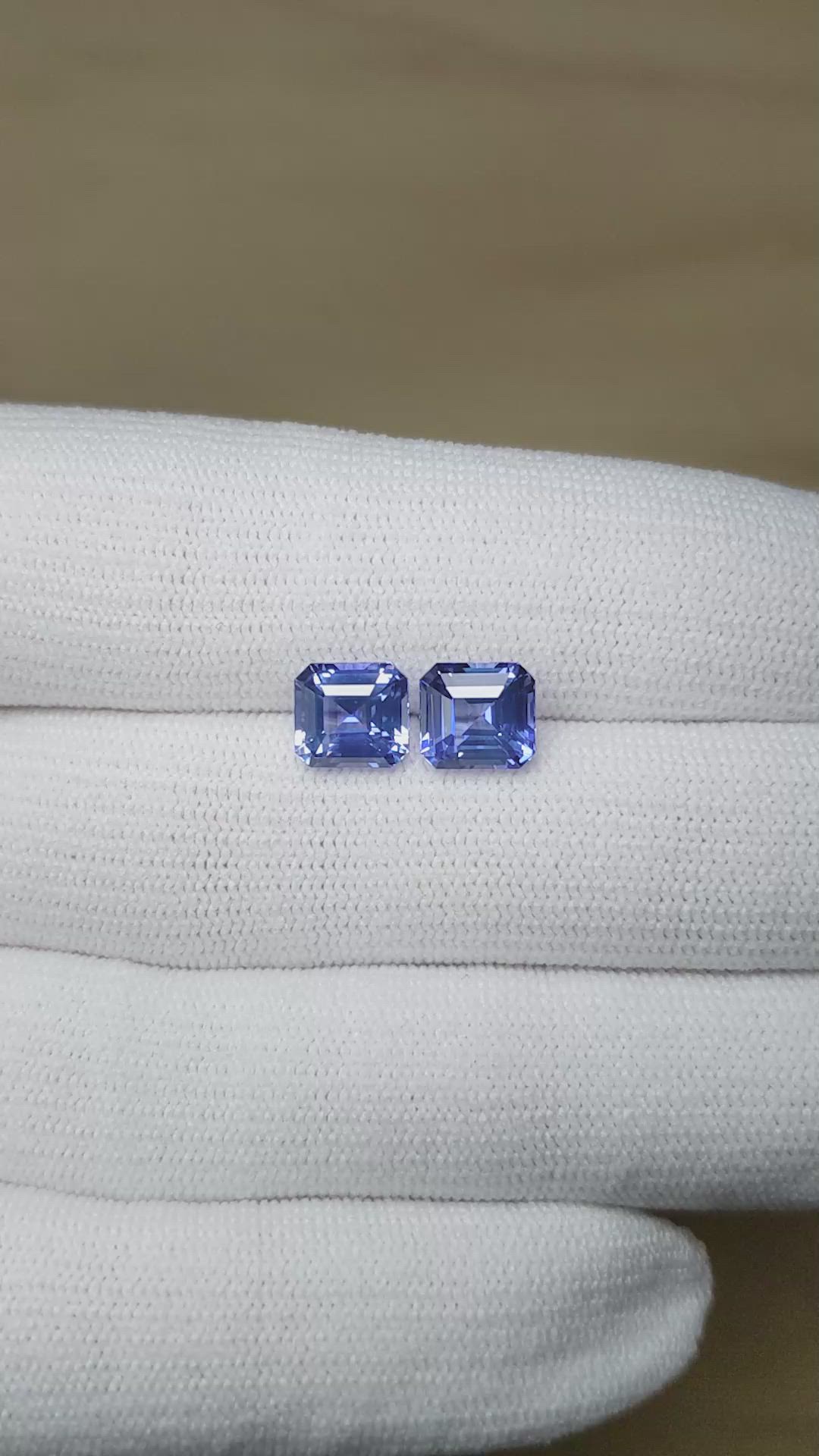4.82 Ct.Tw.Total Carat Weight Blue Sapphire Pair from Ceylon (Sri Lanka) Size Video