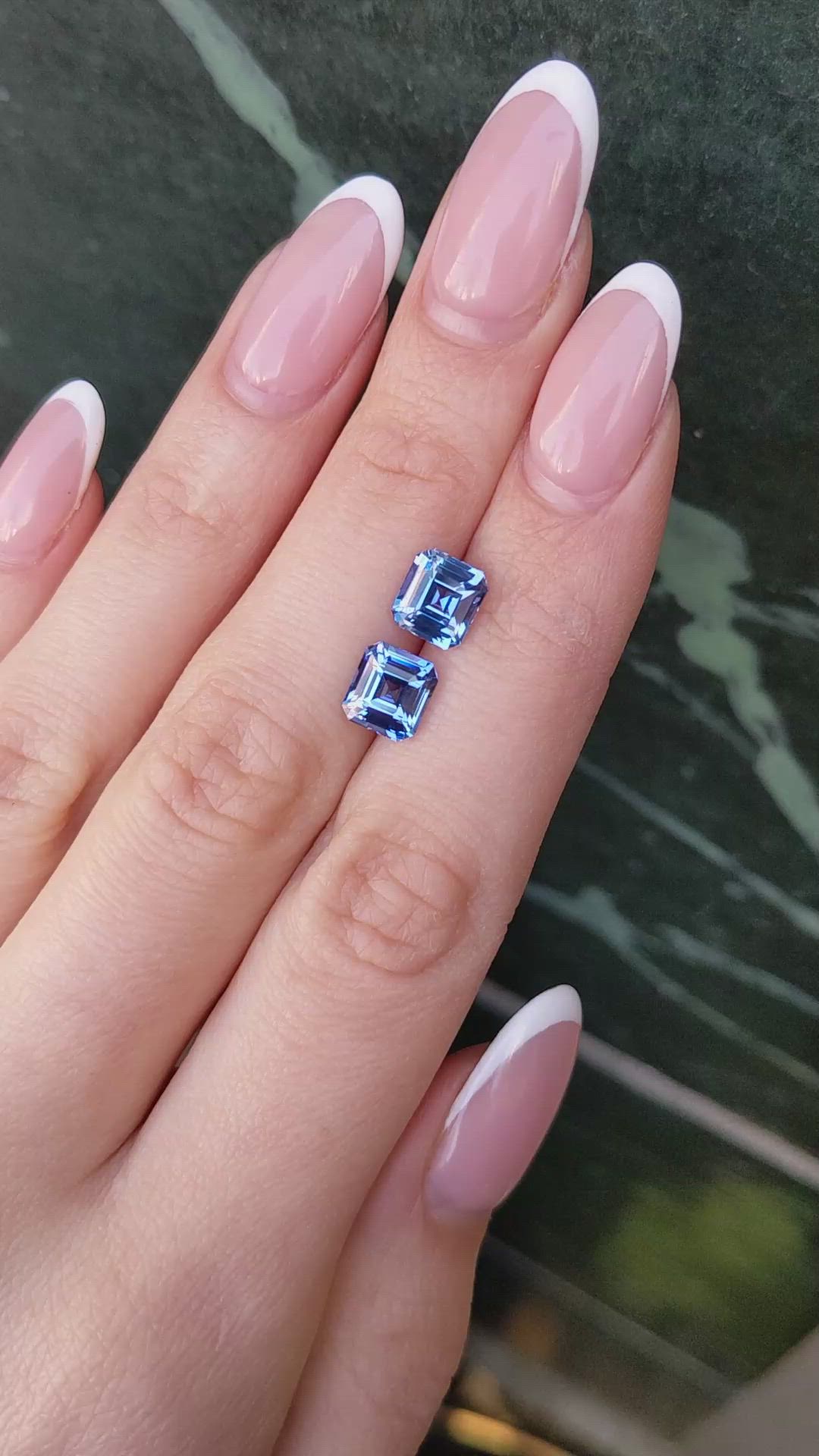 4.82 Ct.Tw.Total Carat Weight Blue Sapphire Pair from Ceylon (Sri Lanka) Size Video