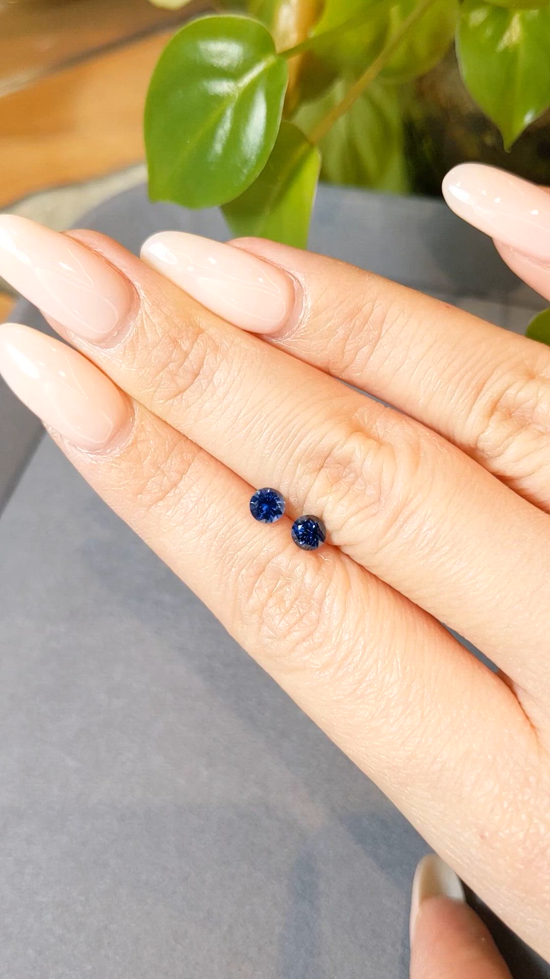 0.83 Ct.Tw.Total Carat Weight Blue Sapphire Pair from Ceylon (Sri Lanka) Size Video