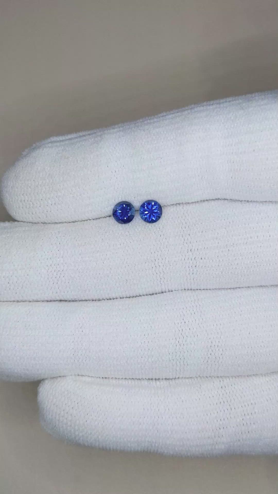 0.83 Ct.Tw.Total Carat Weight Blue Sapphire Pair from Ceylon (Sri Lanka) Size Video