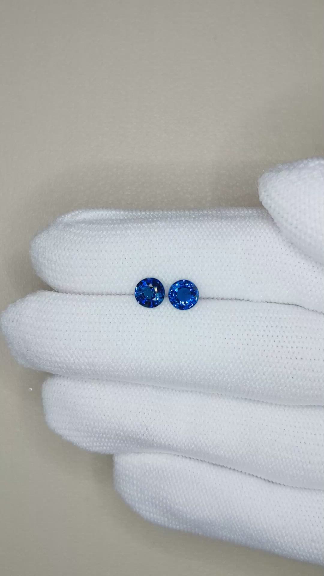 1.19 Ct.Tw.Total Carat Weight Blue Sapphire Pair from Ceylon (Sri Lanka) Size Video