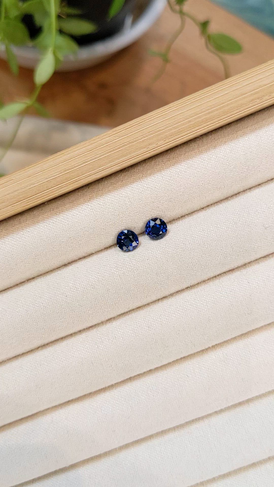 1.19 Ct.Tw.Total Carat Weight Blue Sapphire Pair from Ceylon (Sri Lanka) Size Video