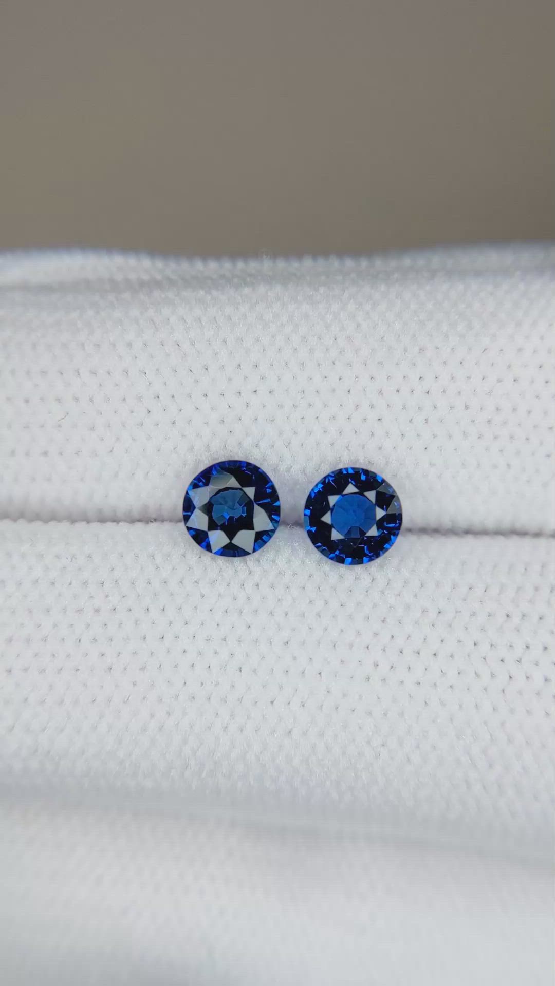 1.19 Ct.Tw.Total Carat Weight Blue Sapphire Pair from Ceylon (Sri Lanka) Size Video