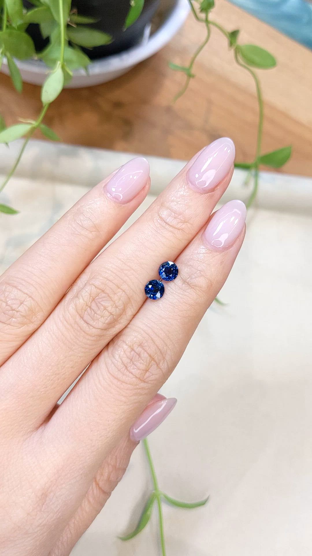 1.19 Ct.Tw.Total Carat Weight Blue Sapphire Pair from Ceylon (Sri Lanka) Size Video