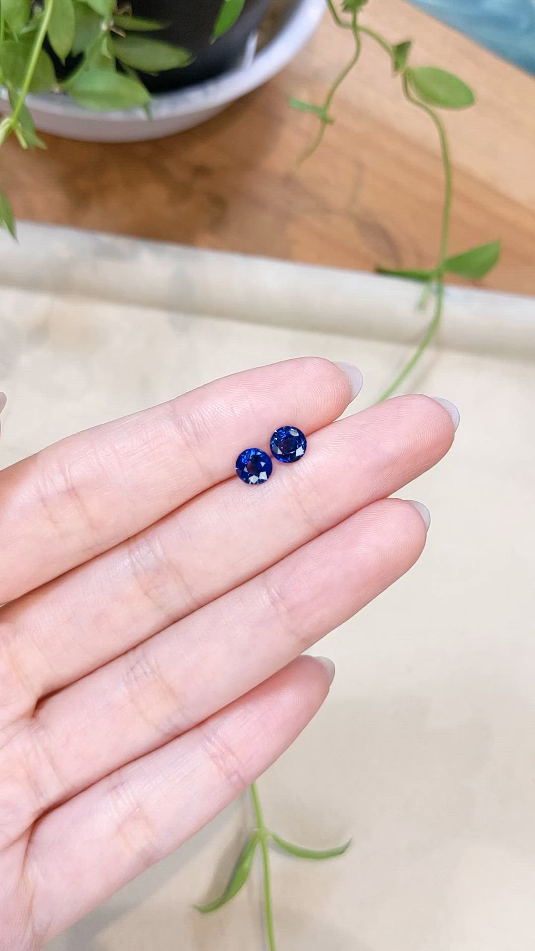 1.46 Ct.Tw.Total Carat Weight Blue Sapphire Pair from Ceylon (Sri Lanka) Size Video
