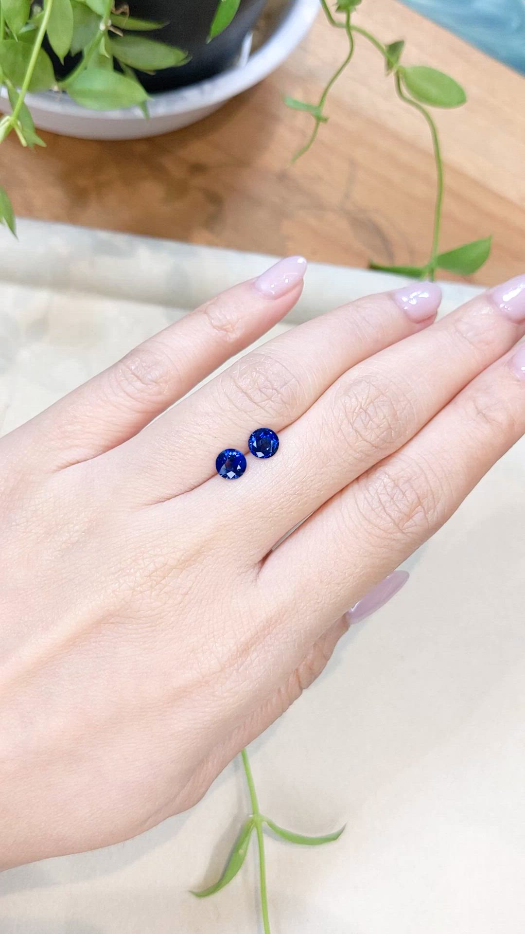 1.46 Ct.Tw.Total Carat Weight Blue Sapphire Pair from Ceylon (Sri Lanka) Size Video