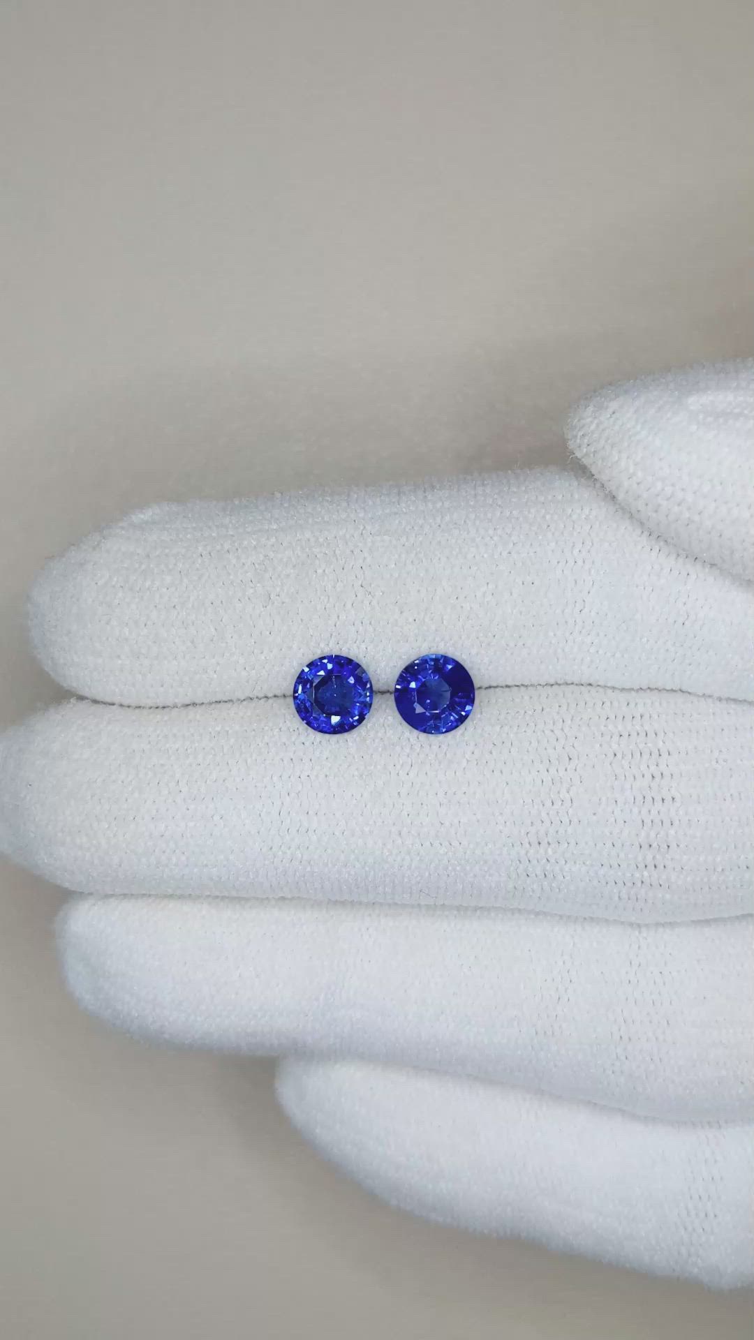 1.46 Ct.Tw.Total Carat Weight Blue Sapphire Pair from Ceylon (Sri Lanka) Size Video