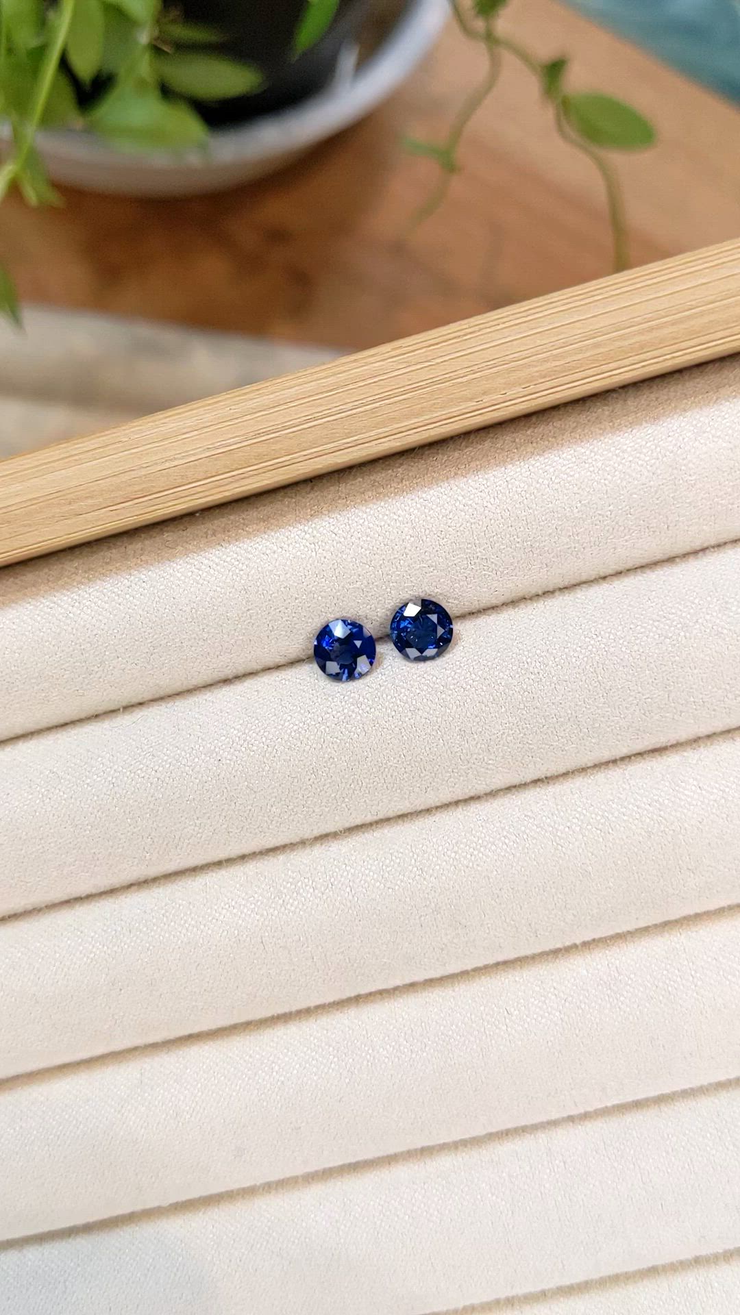 1.46 Ct.Tw.Total Carat Weight Blue Sapphire Pair from Ceylon (Sri Lanka) Size Video