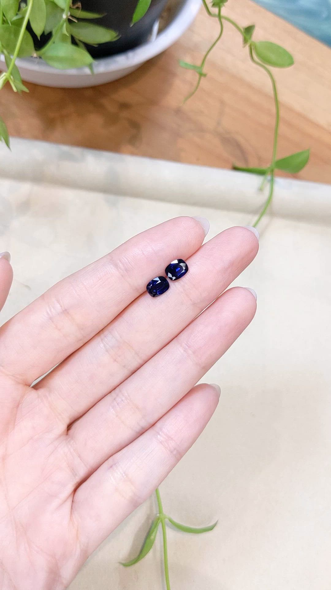 1.90 Ct.Tw.Total Carat Weight Blue Sapphire Pair from Ceylon (Sri Lanka) Size Video