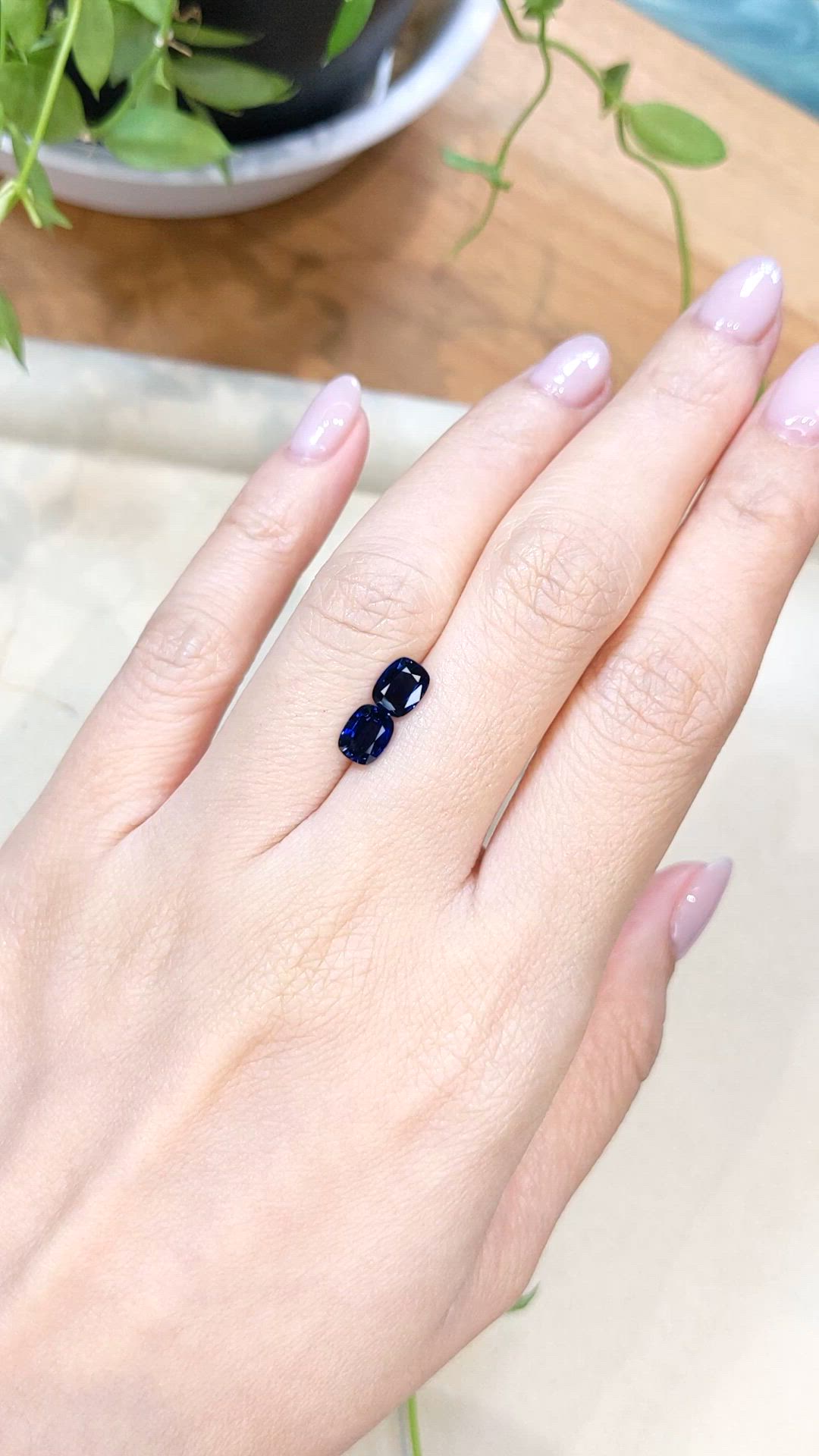 1.90 Ct.Tw.Total Carat Weight Blue Sapphire Pair from Ceylon (Sri Lanka) Size Video