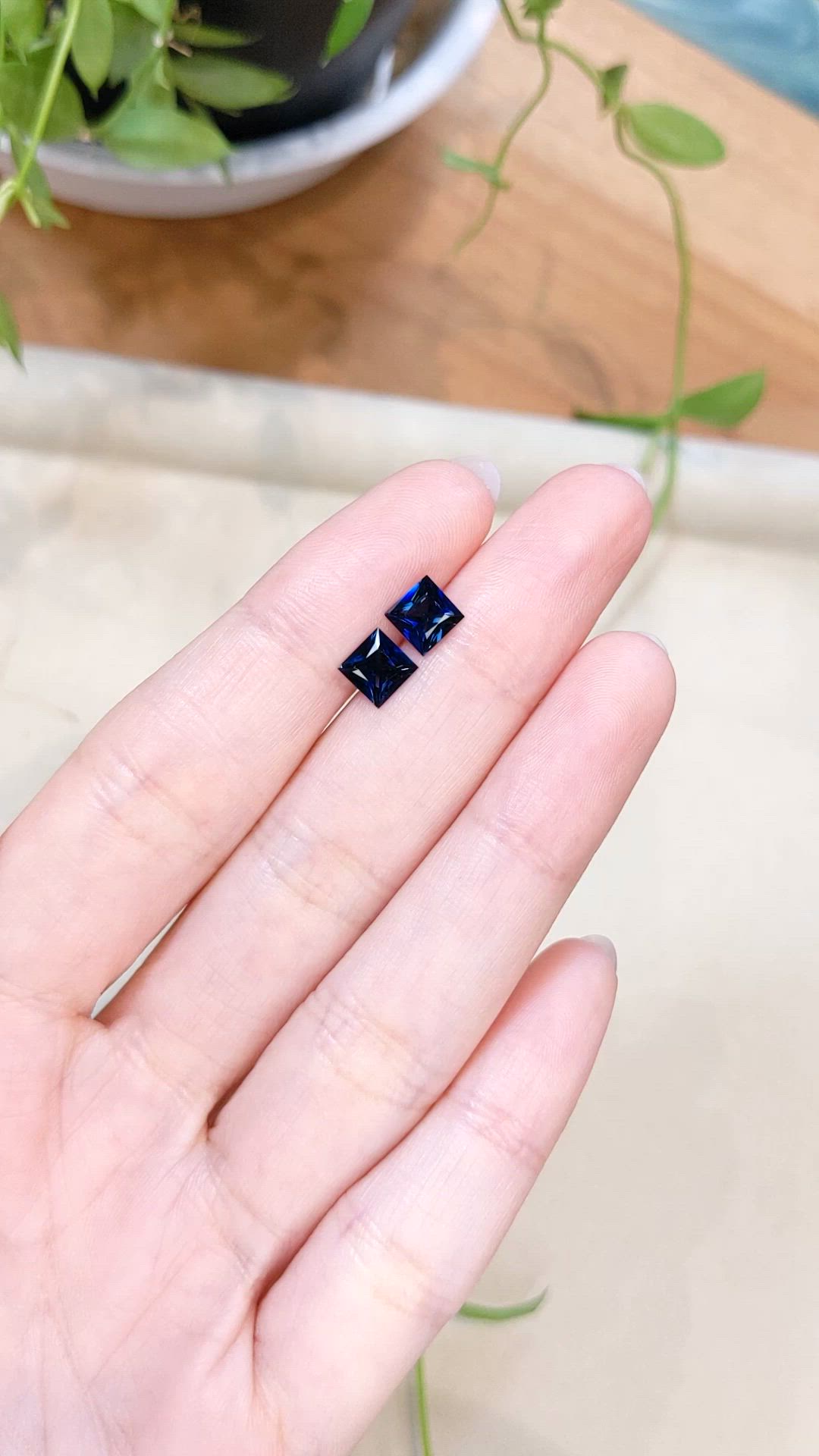 1.99 Ct.Tw.Total Carat Weight Blue Sapphire Pair from Ceylon (Sri Lanka) Size Video