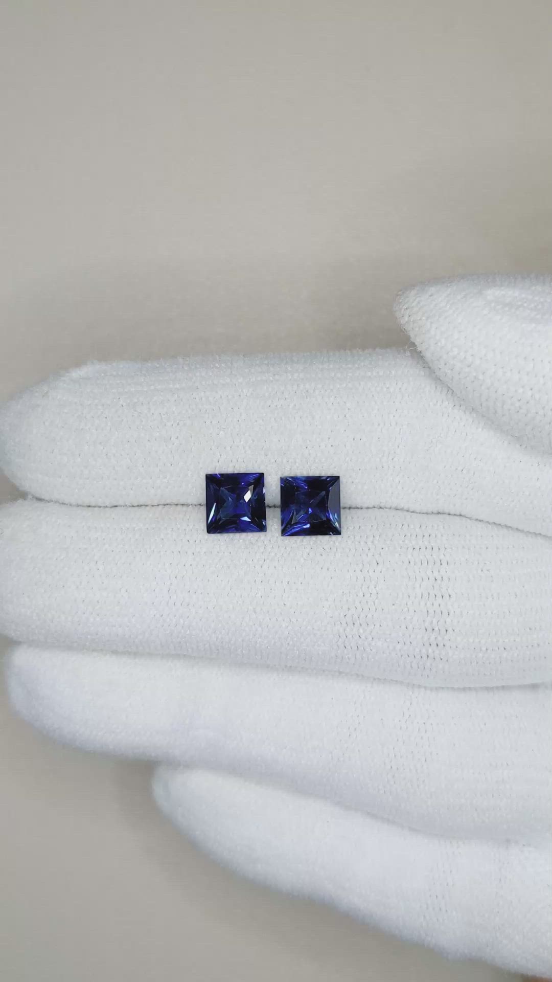 1.99 Ct.Tw.Total Carat Weight Blue Sapphire Pair from Ceylon (Sri Lanka) Size Video