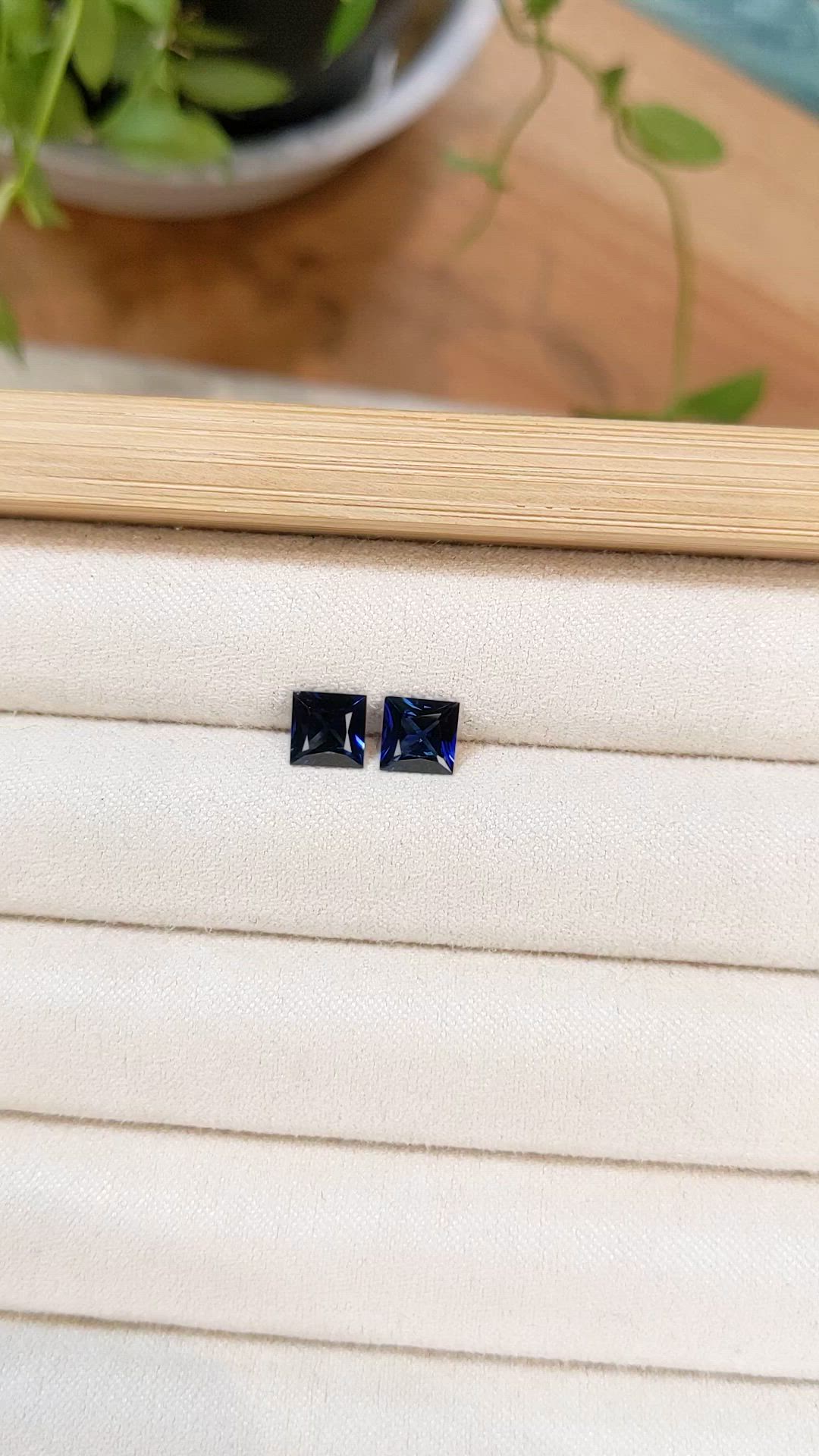 1.99 Ct.Tw.Total Carat Weight Blue Sapphire Pair from Ceylon (Sri Lanka) Size Video