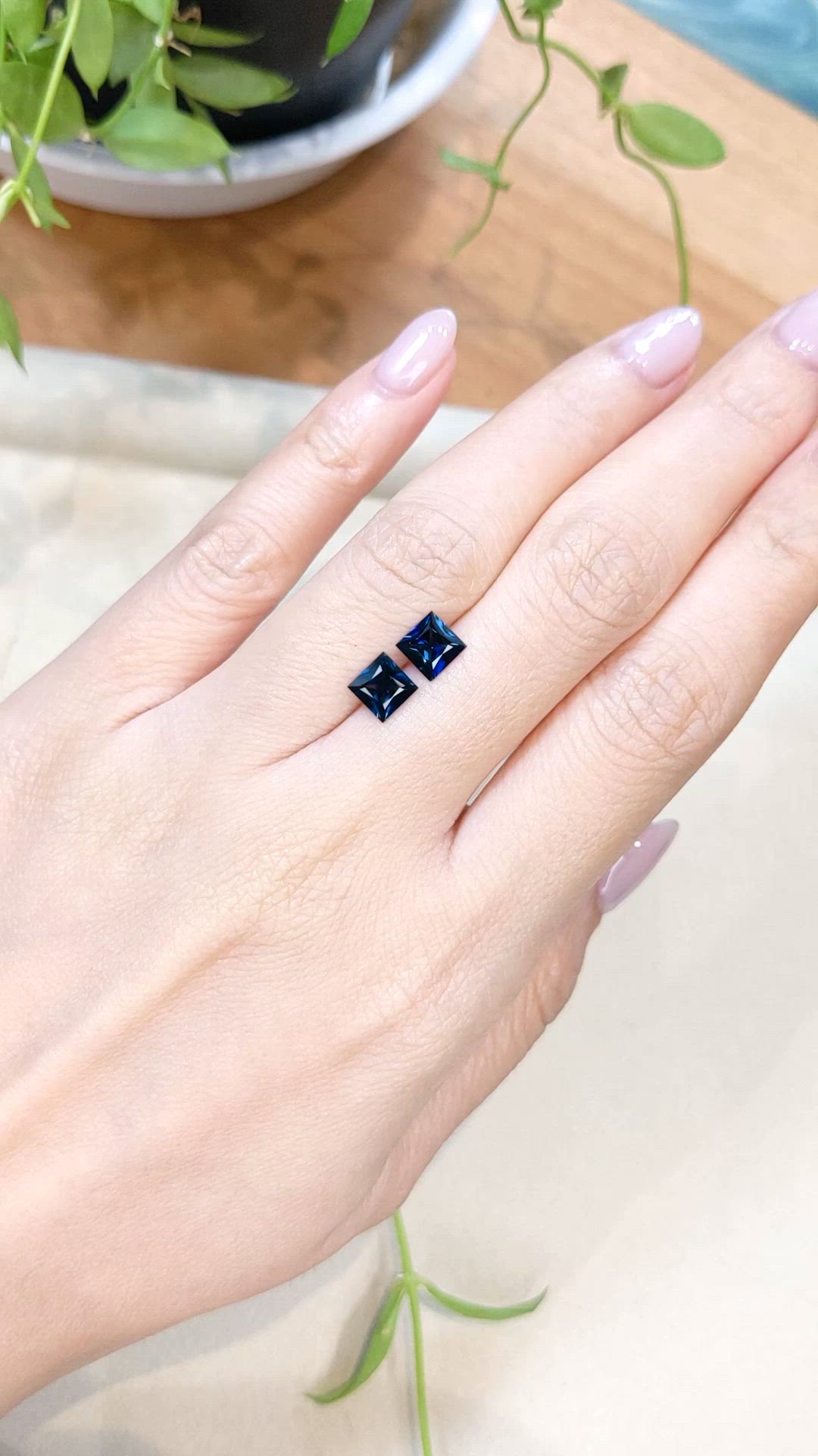 1.99 Ct.Tw.Total Carat Weight Blue Sapphire Pair from Ceylon (Sri Lanka) Size Video