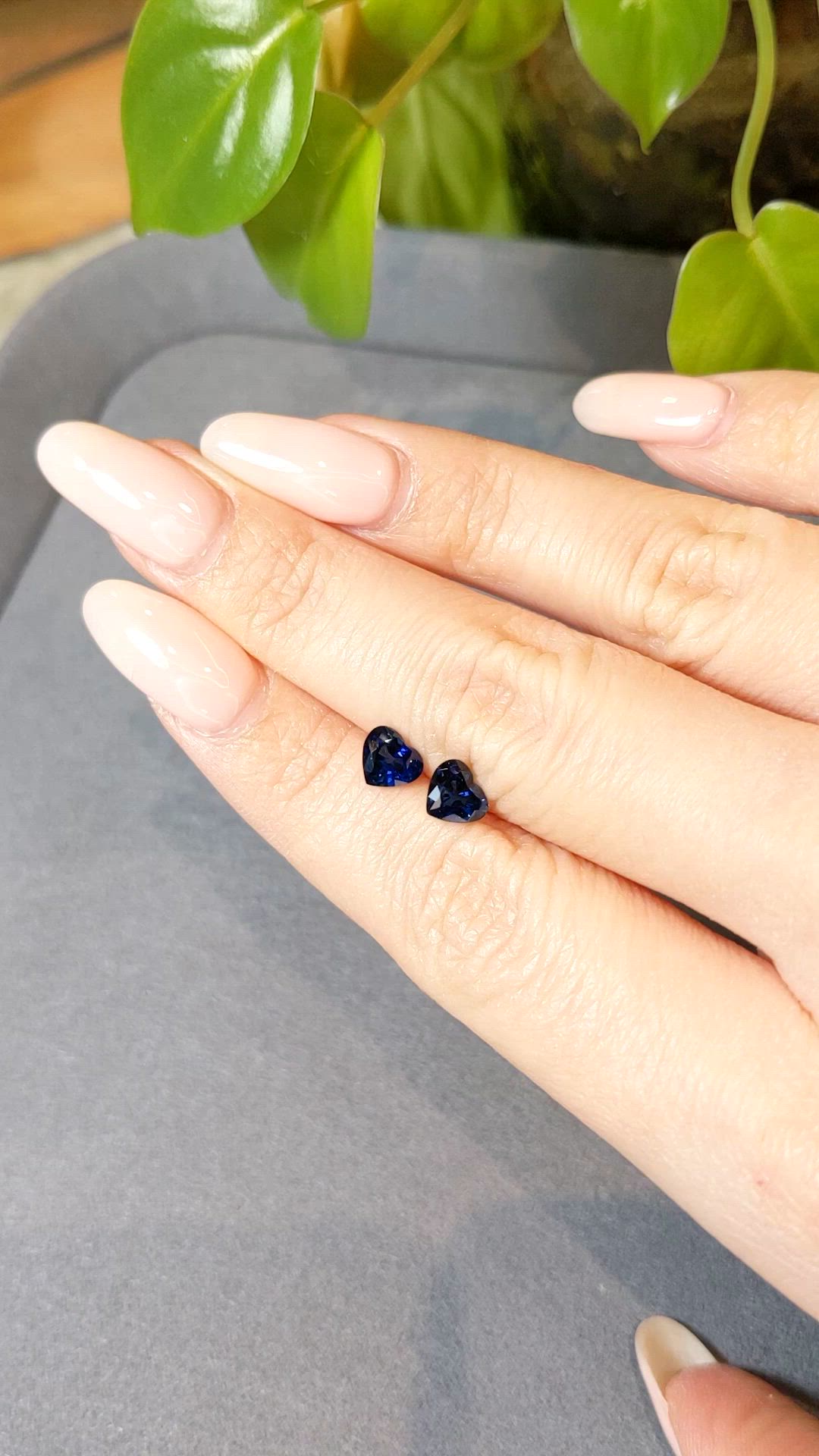 1.88 Ct.Tw.Total Carat Weight Blue Sapphire Pair from Ceylon (Sri Lanka) Size Video