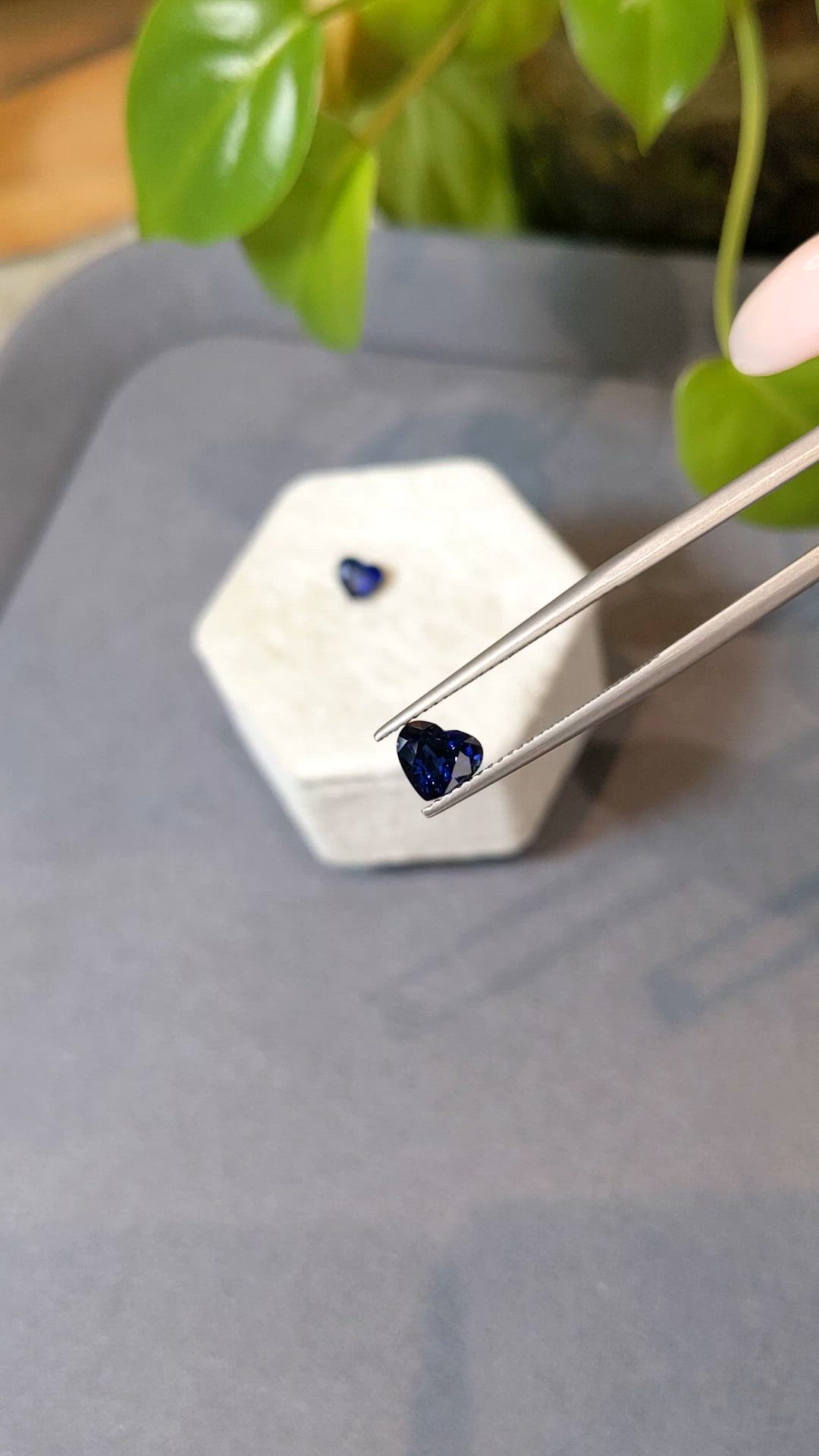 1.88 Ct.Tw.Total Carat Weight Blue Sapphire Pair from Ceylon (Sri Lanka) Size Video