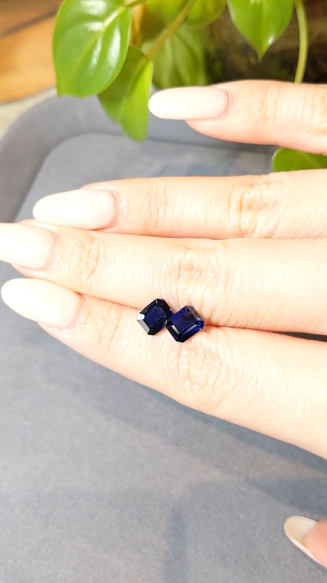 2.99 Ct.Tw.Total Carat Weight Blue Sapphire Pair from Ceylon (Sri Lanka) Size Video