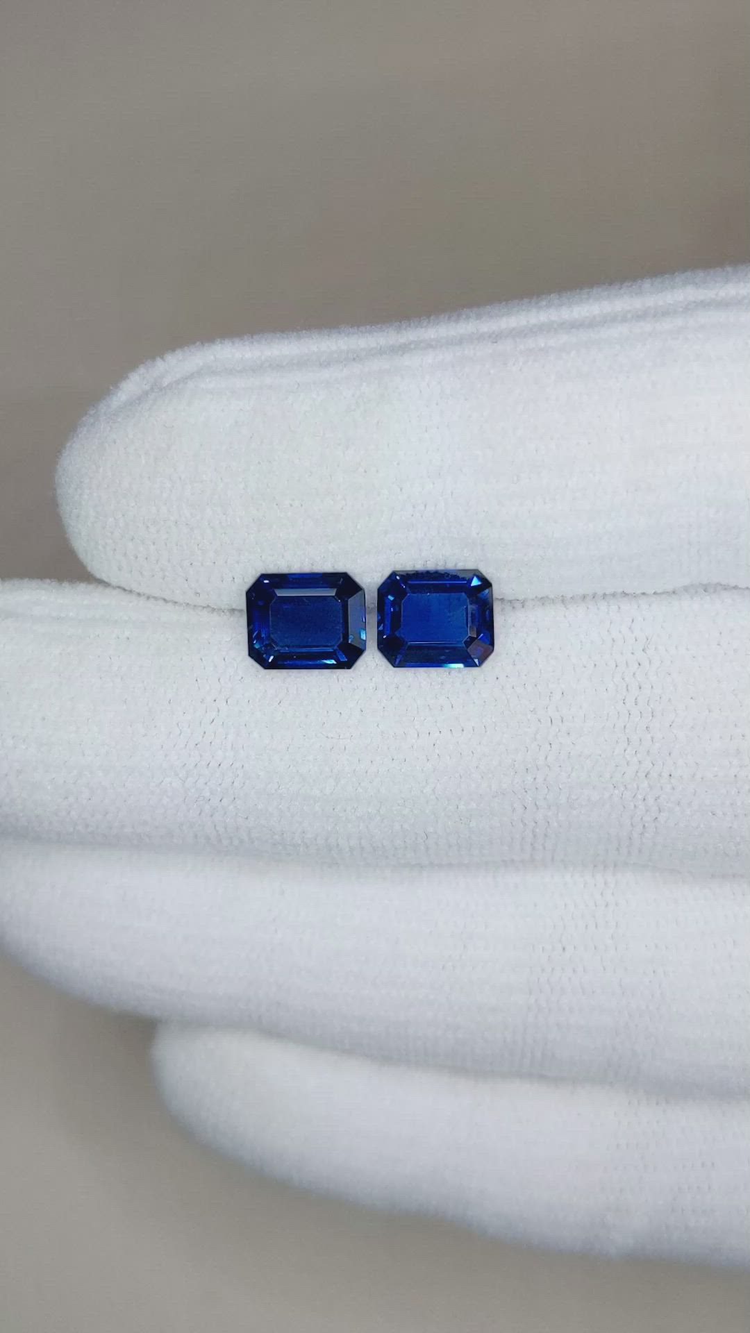 2.99 Ct.Tw.Total Carat Weight Blue Sapphire Pair from Ceylon (Sri Lanka) Size Video