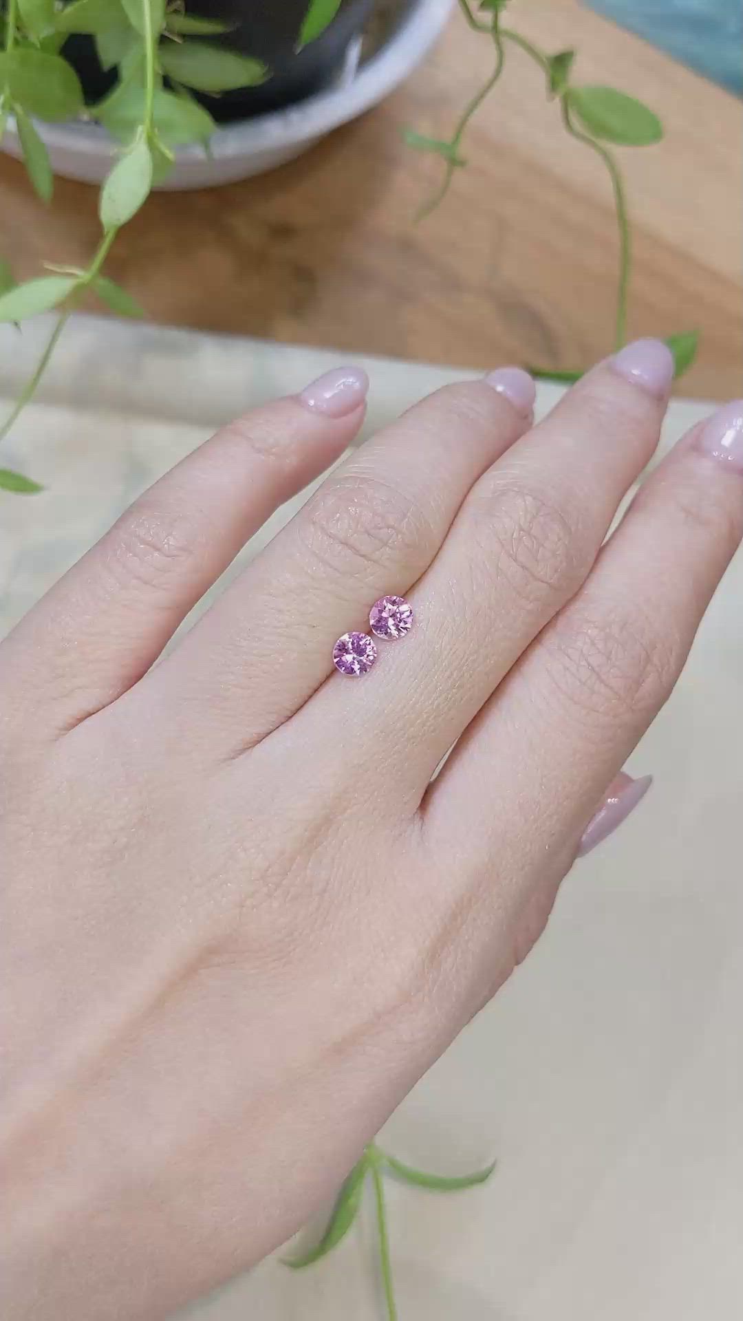 1.00 Ct.Tw.Total Carat Weight Pink Sapphire Pair from Ceylon (Sri Lanka) Size Video