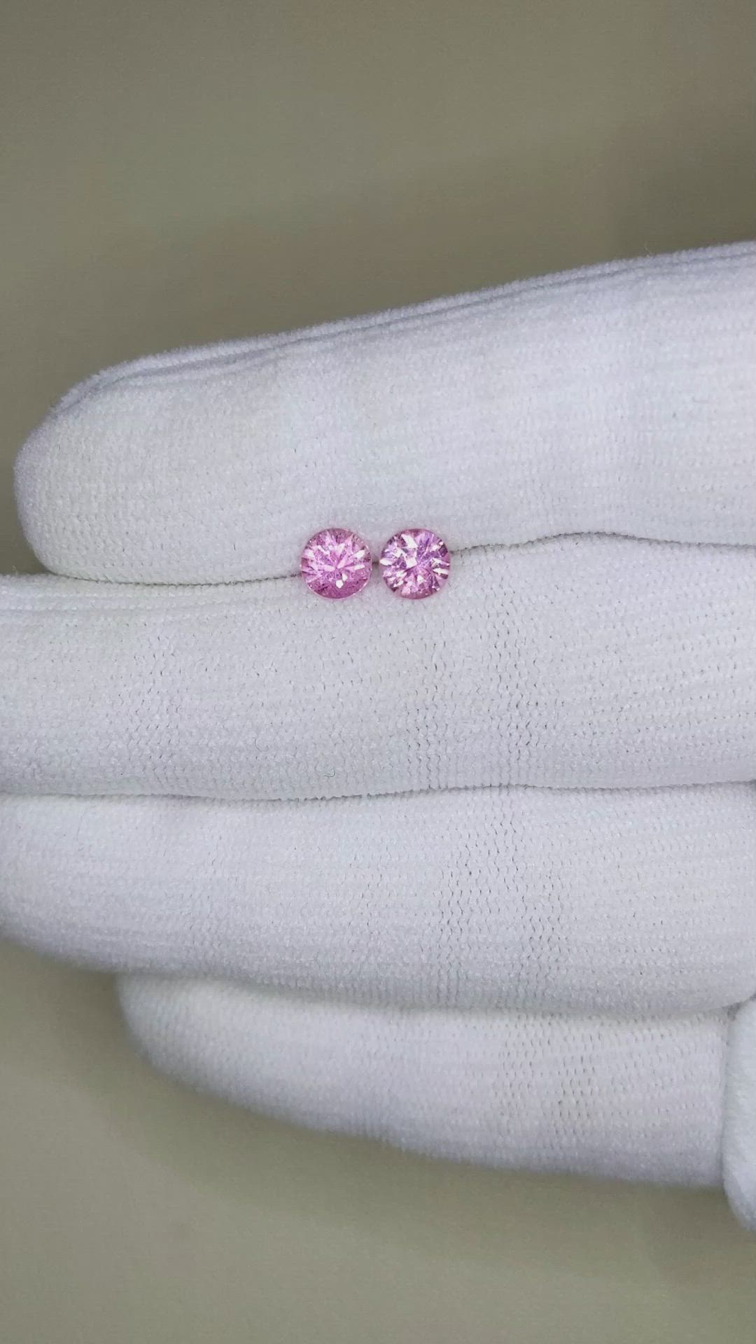 1.30 Ct.Tw.Total Carat Weight Purplish Pink Sapphire Pair from Ceylon (Sri Lanka) Size Video
