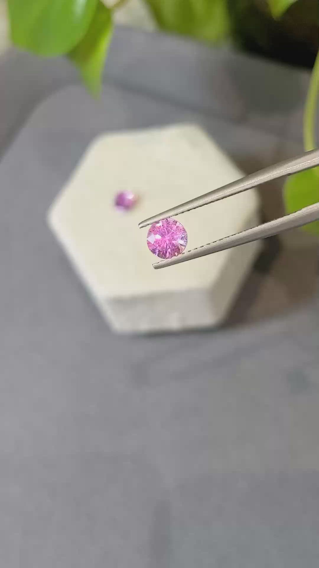1.30 Ct.Tw.Total Carat Weight Purplish Pink Sapphire Pair from Ceylon (Sri Lanka) Size Video