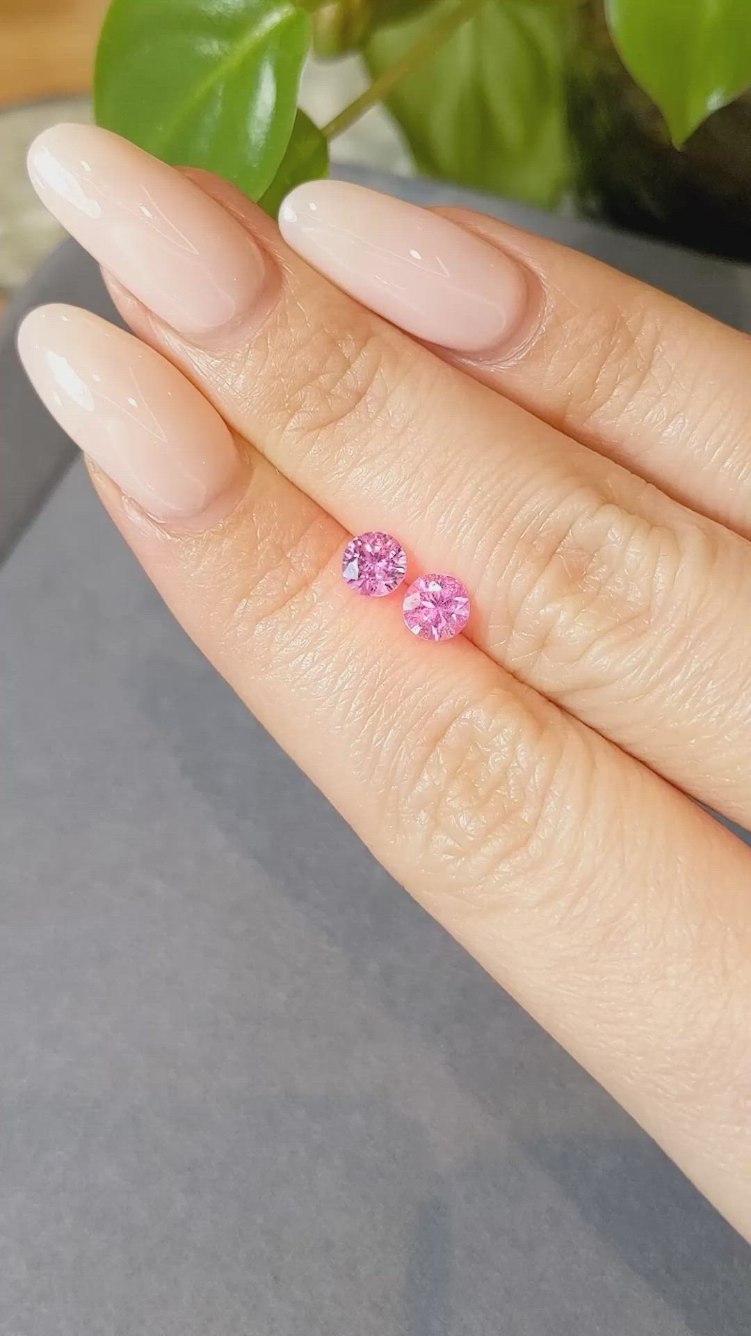 1.30 Ct.Tw.Total Carat Weight Purplish Pink Sapphire Pair from Ceylon (Sri Lanka) Size Video