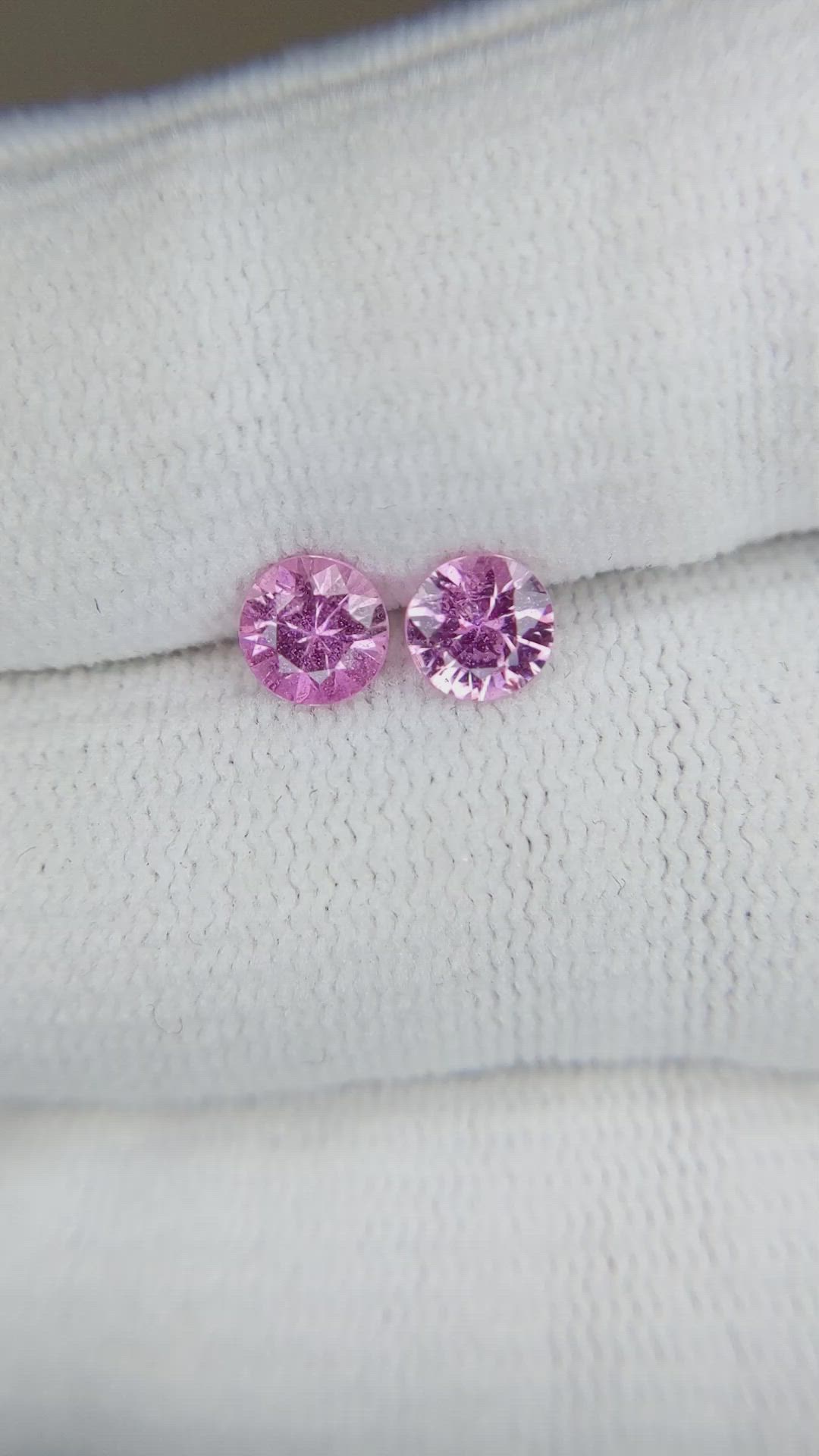 1.30 Ct.Tw.Total Carat Weight Purplish Pink Sapphire Pair from Ceylon (Sri Lanka) Size Video