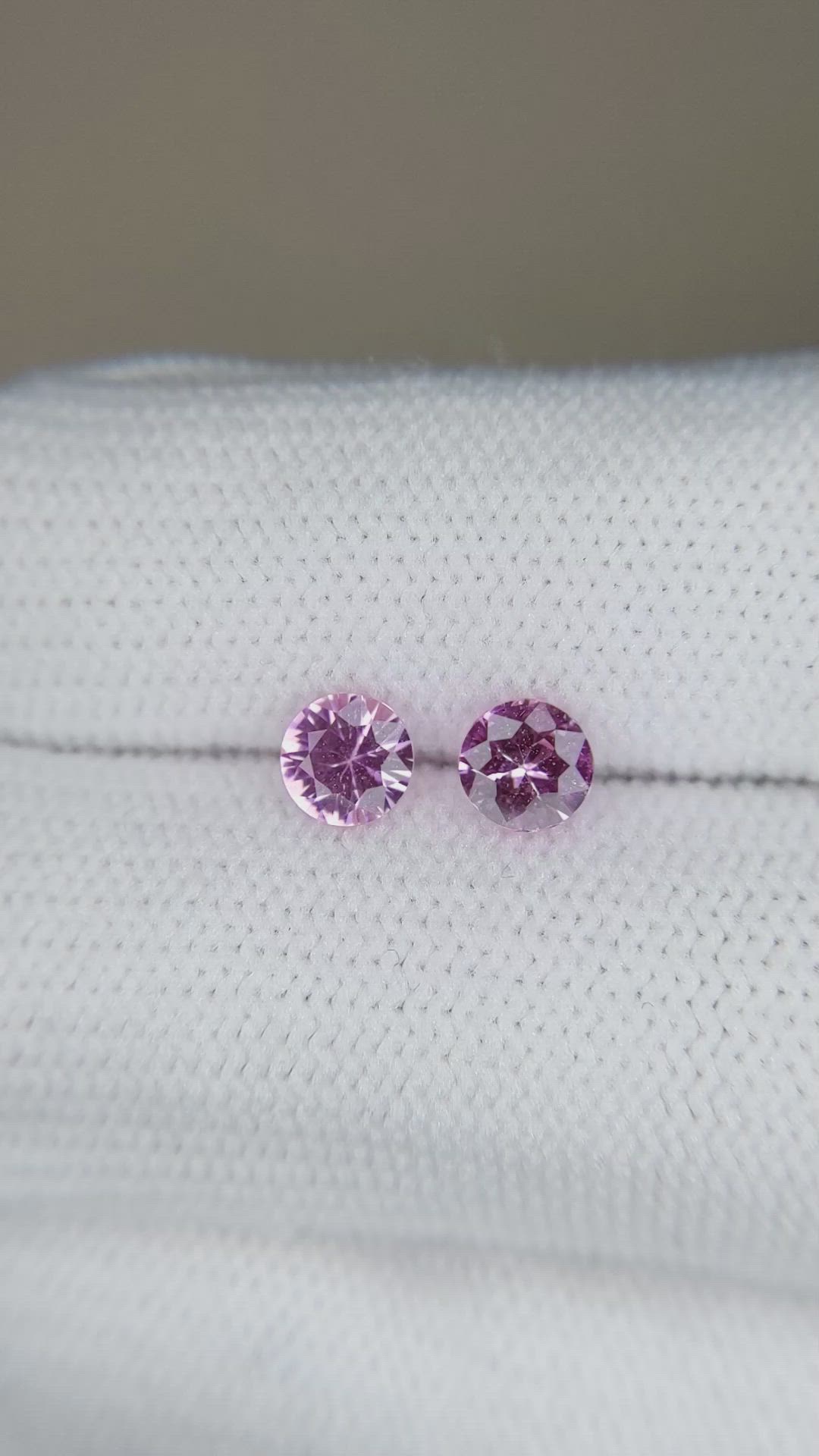 0.95 Ct.Tw.Total Carat Weight Purplish Pink Sapphire Pair from Ceylon (Sri Lanka) Size Video