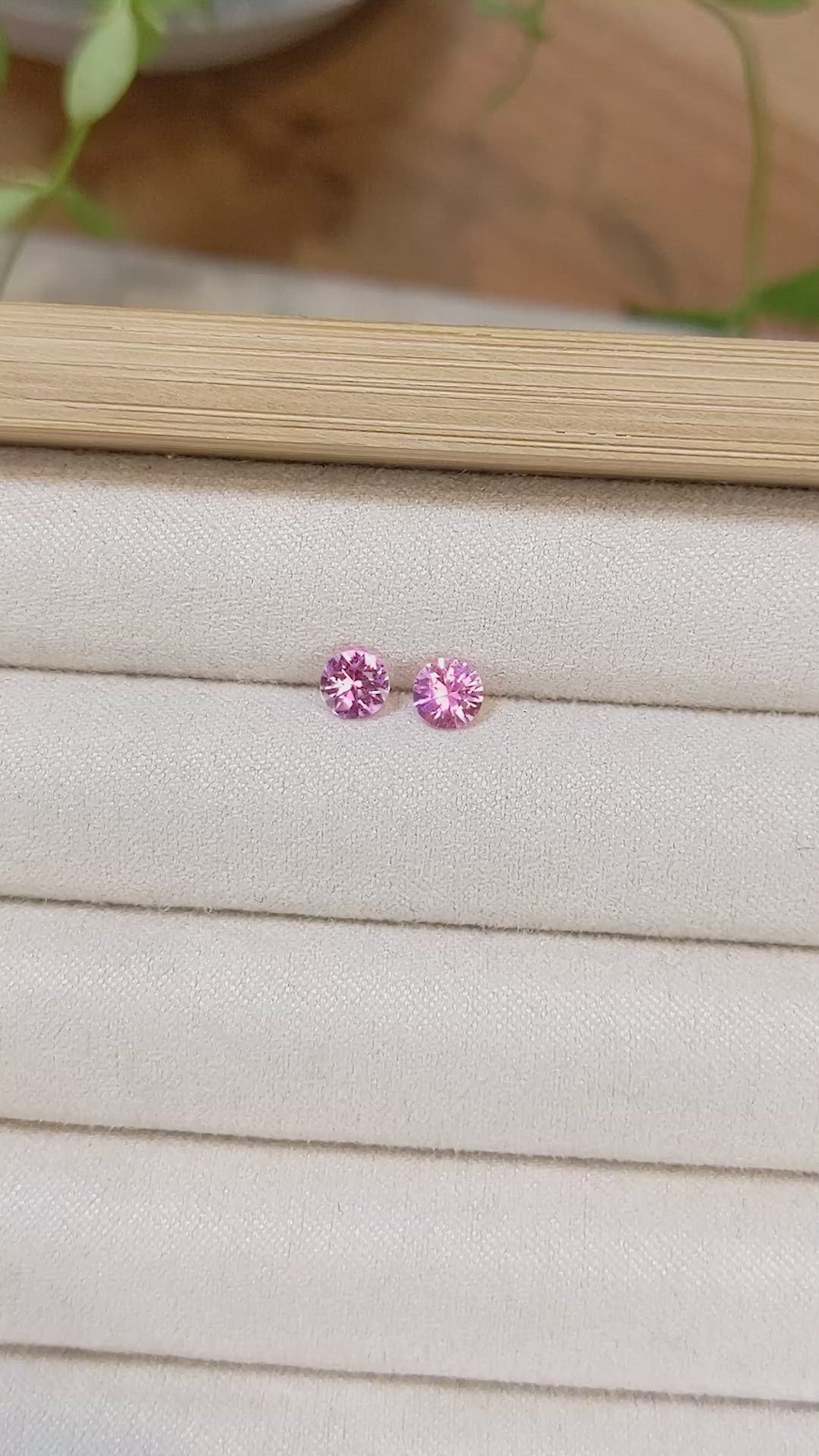 0.95 Ct.Tw.Total Carat Weight Purplish Pink Sapphire Pair from Ceylon (Sri Lanka) Size Video