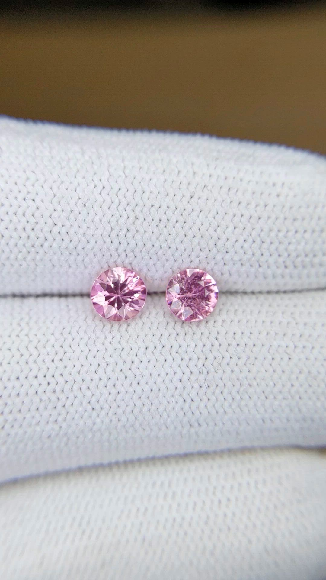 1.08 Ct.Tw.Total Carat Weight Pink Sapphire Pair from Ceylon (Sri Lanka) Size Video