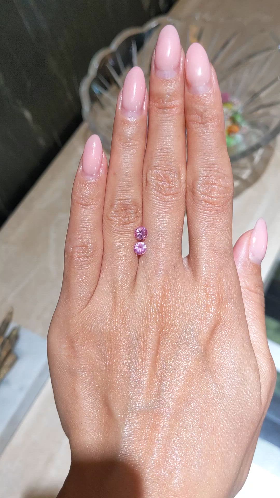 1.08 Ct.Tw.Total Carat Weight Pink Sapphire Pair from Ceylon (Sri Lanka) Size Video