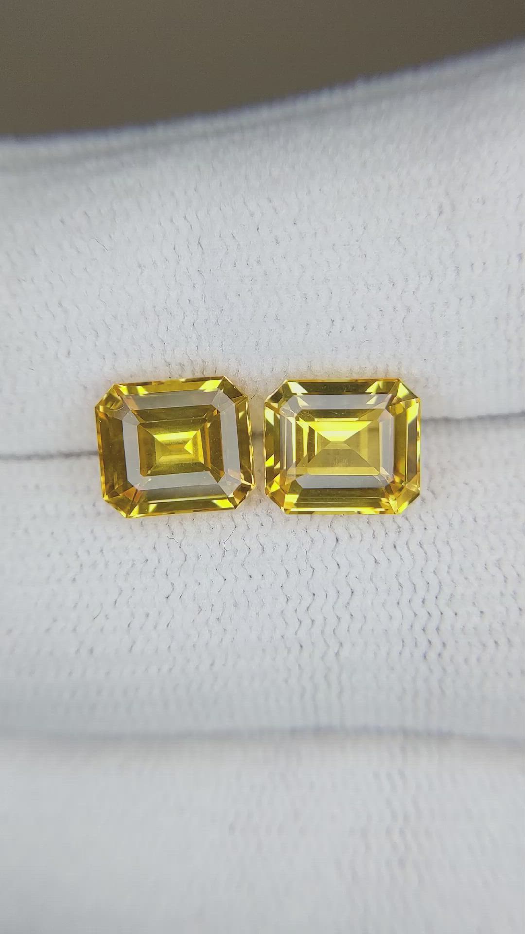 6.12&nbsp;Ct.Tw.Total Carat Weight Yellow Sapphire Pair from Ceylon (Sri Lanka) Size Video