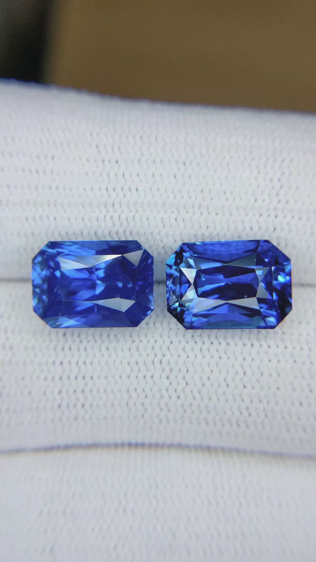 12.39 Ct.Tw.Total Carat Weight Blue Sapphire Pair from Ceylon (Sri Lanka) Size Video